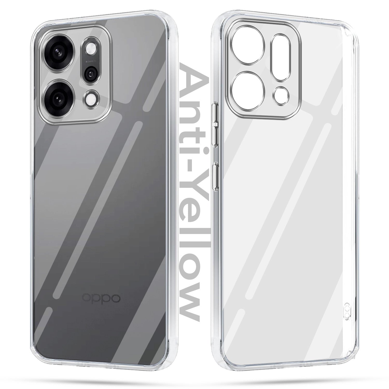 For Oppo Reno14 Pro 5G | Oppo Reno 14 Pro 5G Combo with Back Cover and 9H Tempered Glass (Lifetime Anti-Yellow | Sleek Hard Crystal | Oleophobic Coating Screen Glass)