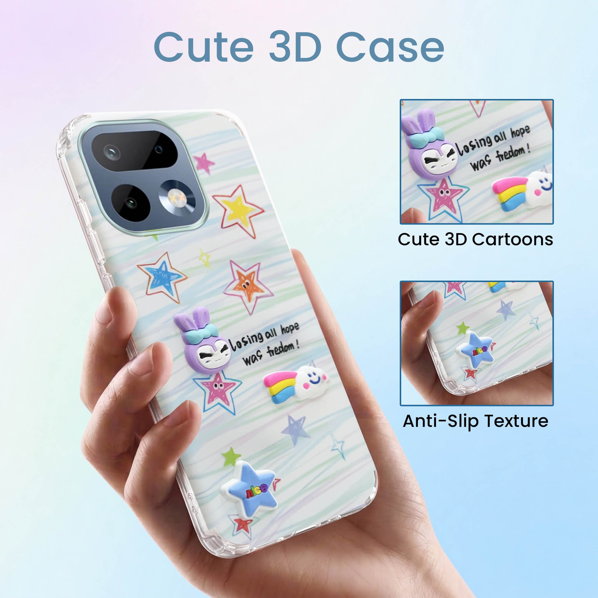 For Realme 16 Pro Back Cover Case (3D Cute Cartoons | Hard Back Side Soft | Matte Premium Finish | HD Printing)