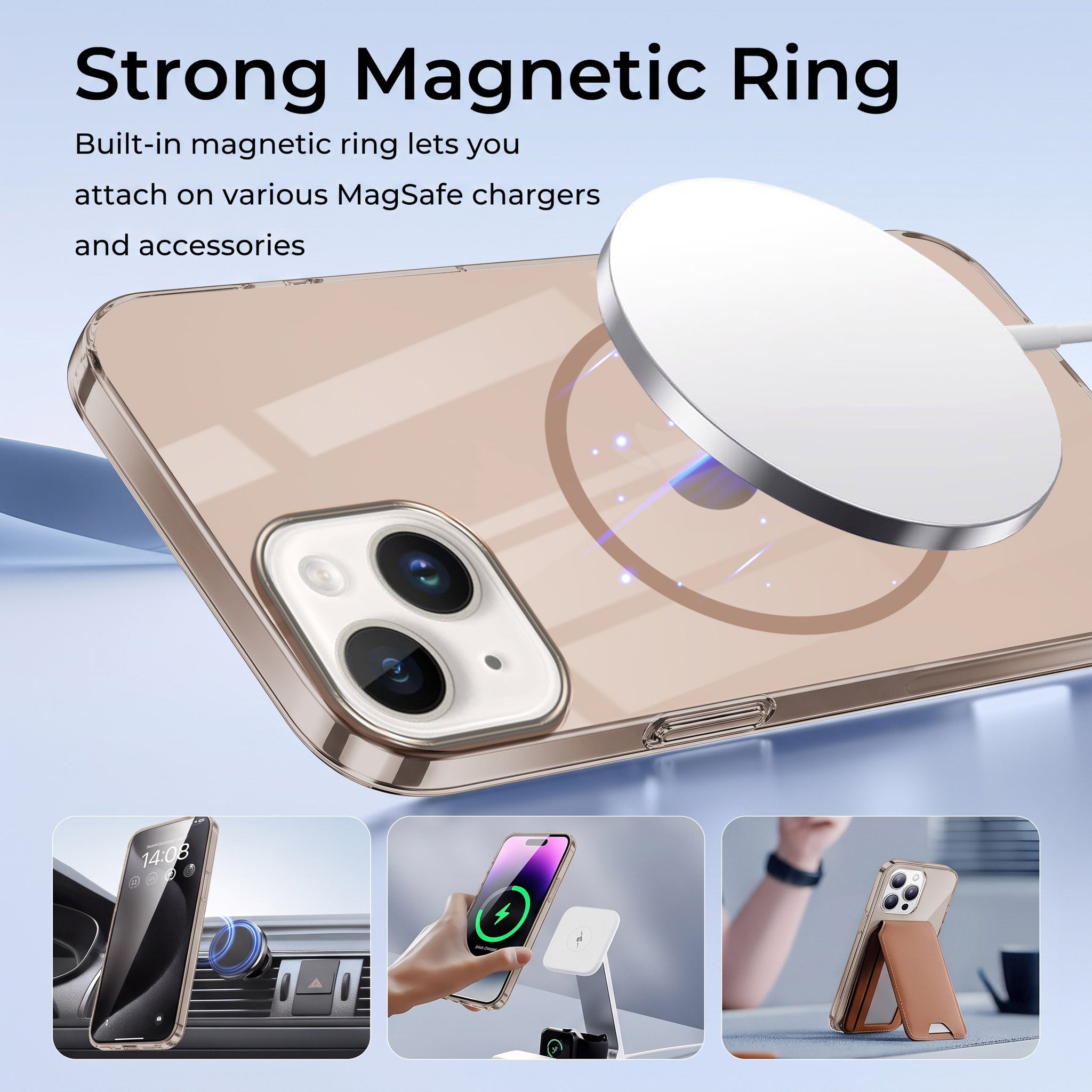 For Apple iPhone 14 Plus Back Case Cover Crystal Anti Yellow (Unbreakable PC | MagSafe Wireless Charging Support |Camera Protection Bump)