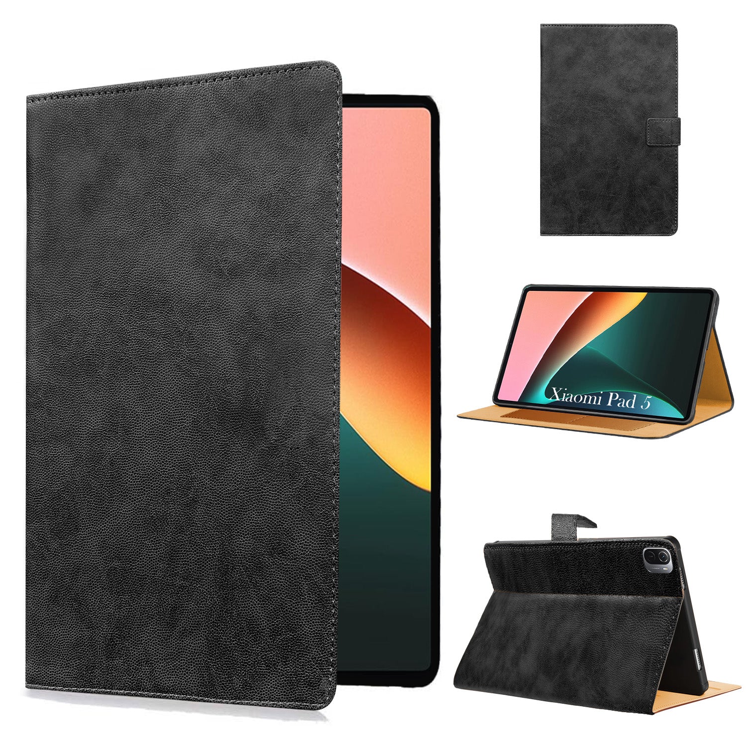 For Xiaomi Pad 5 11 Inch 21051182G/21051182C Flip Cover Folio Cover (PU Leather | Multi-Angle Smart Stand | Card Storage Slots | Silicone Back Pouch)