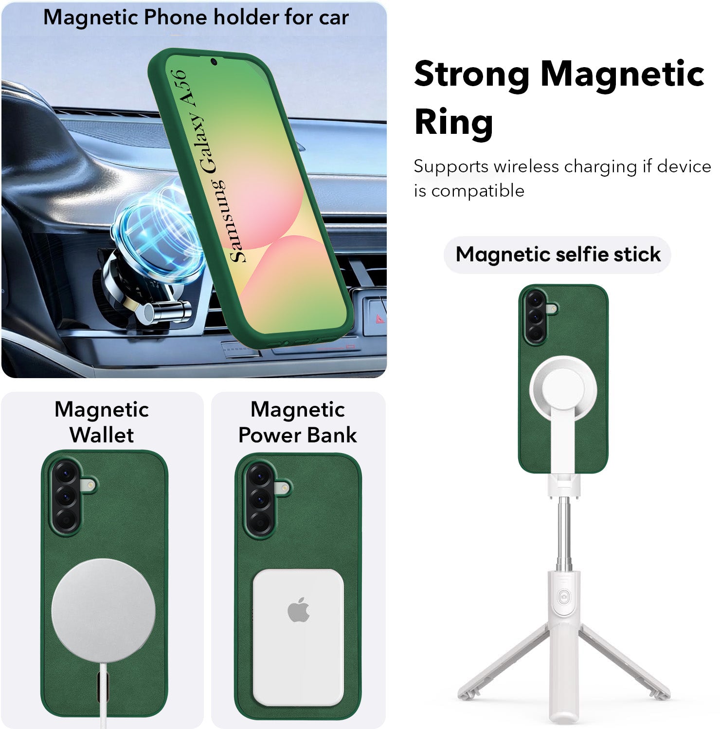 For Samsung Galaxy A56 Back Cover Case Leather Finish (MagSafe Compatible Wireless Charging | Soft Touch | Camera Bump Protection)