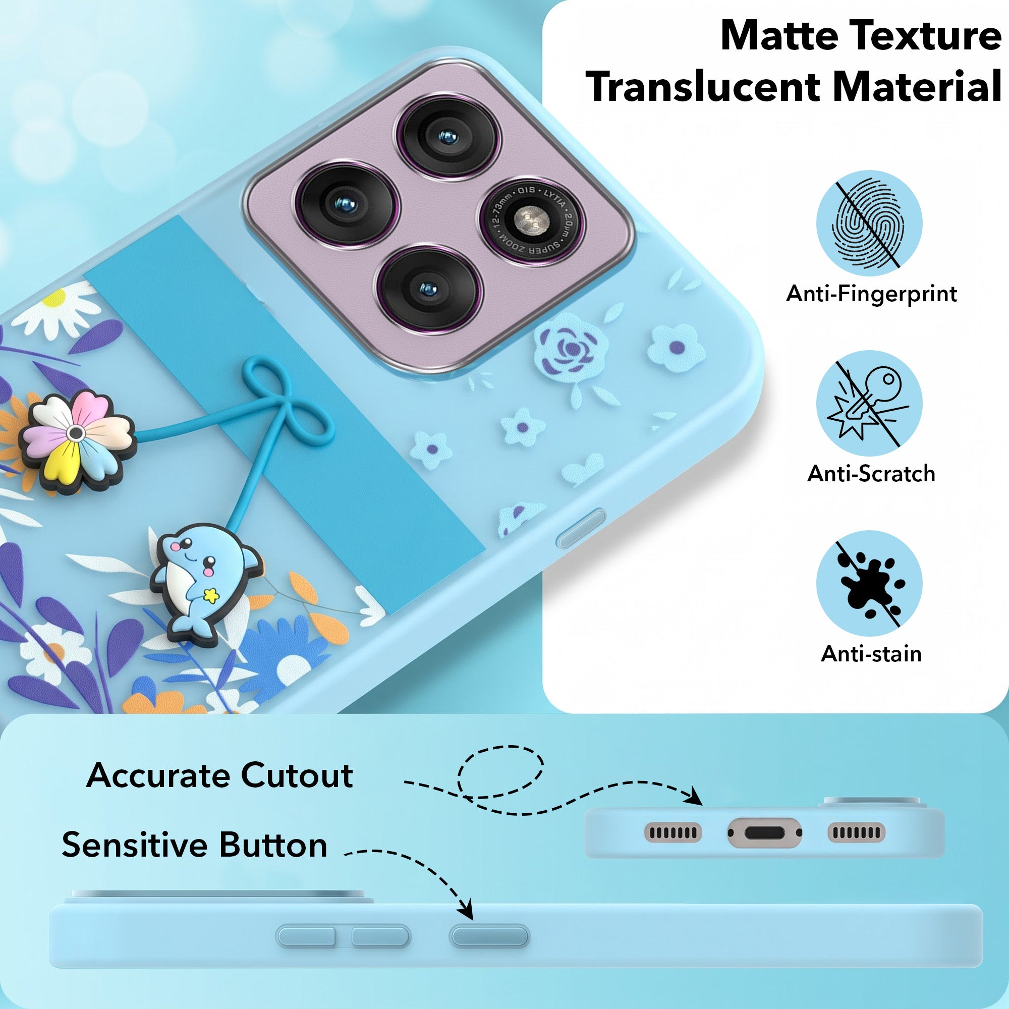 For Motorola Moto Edge 60 Pro Back Cover Case (3D Cute Cartoons | Hard Back Side Soft | Matte Premium Finish | HD Printing)