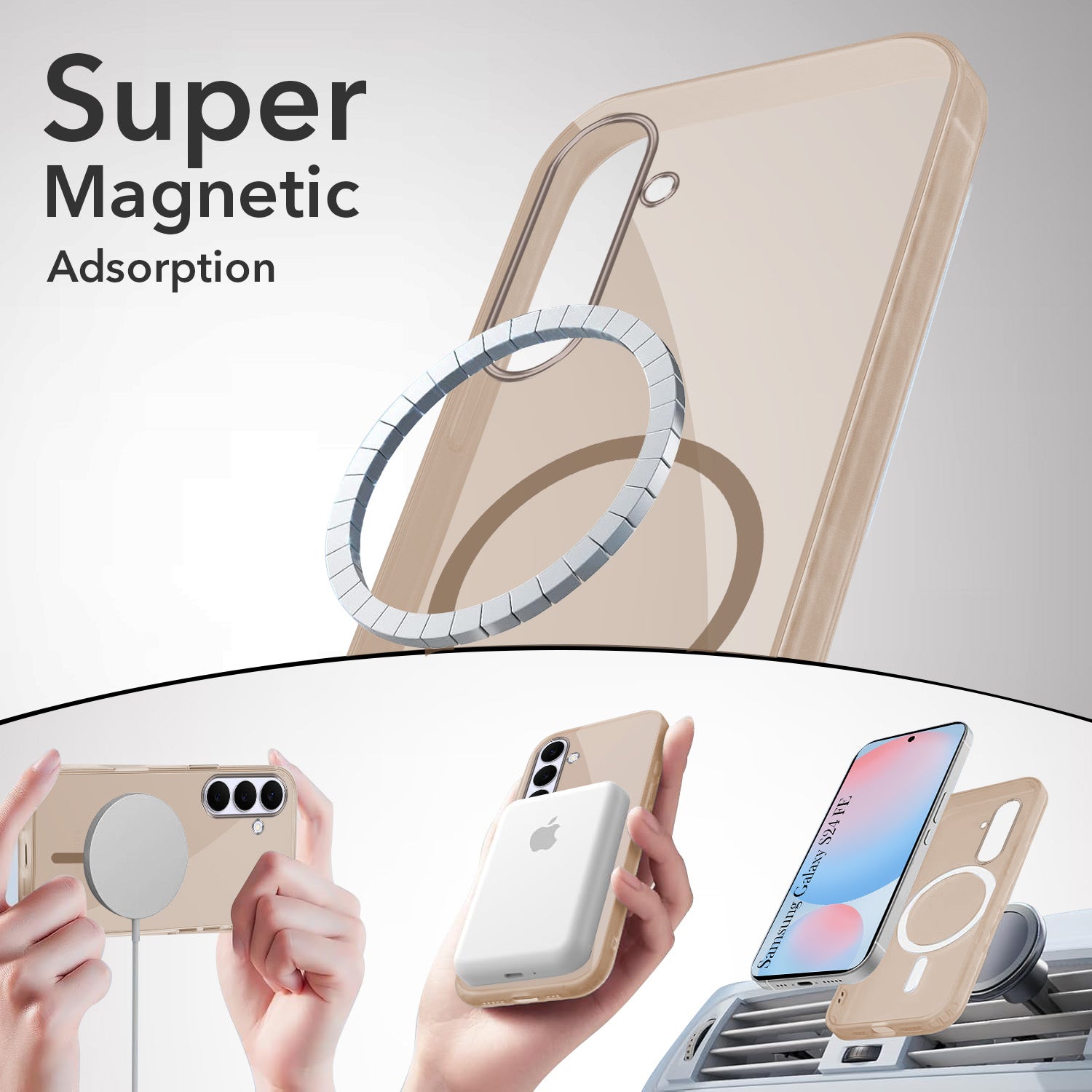 For Samsung Galaxy S24 FE Back Cover Case Lifetime Anti-Yellow MagSafe Compatible Clear (Sleek Hard Crystal | Shockproof and Camera Protection)
