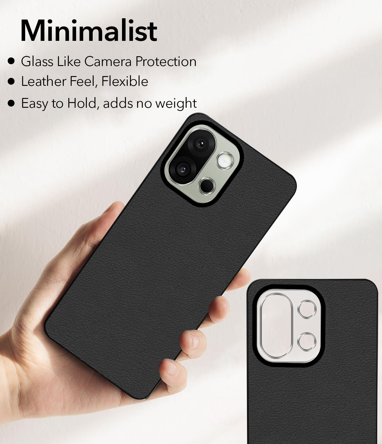 For OnePlus 13S Back Cover Case (Glass Like Camera Protection | Leather Feel | Minimalist Professional Grip)