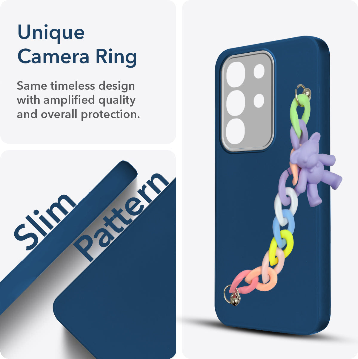For Vivo T4x | Vivo Y31 Pro Back Cover Case ( Wrist Hanging Chain | Teddy Bracelet Charms | Dual Color Matte Finish | Full Camera Protection | Sleek and Professional)