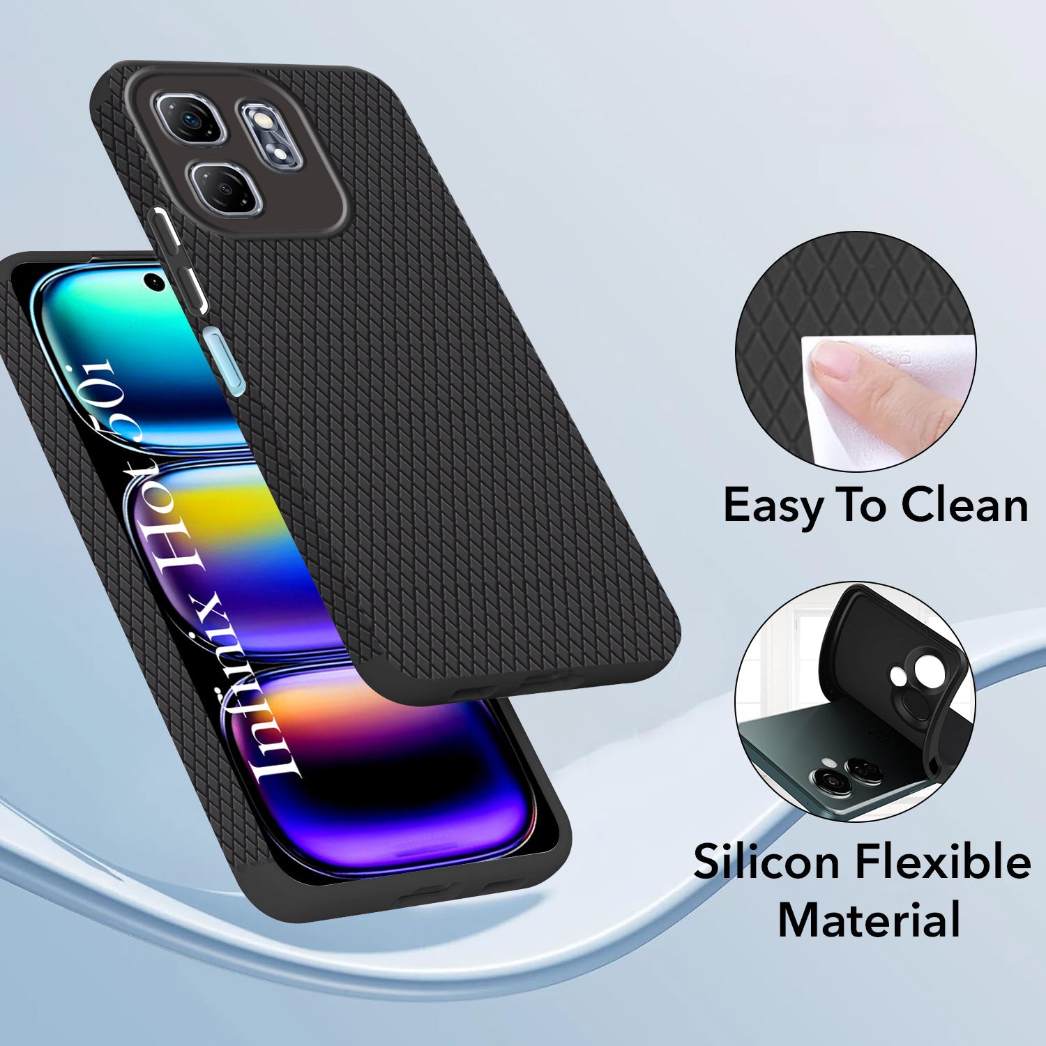 For Infinix Hot 50i Back Cover Case (Camera Protection | Side Grip Texture | Soft and Flexible)