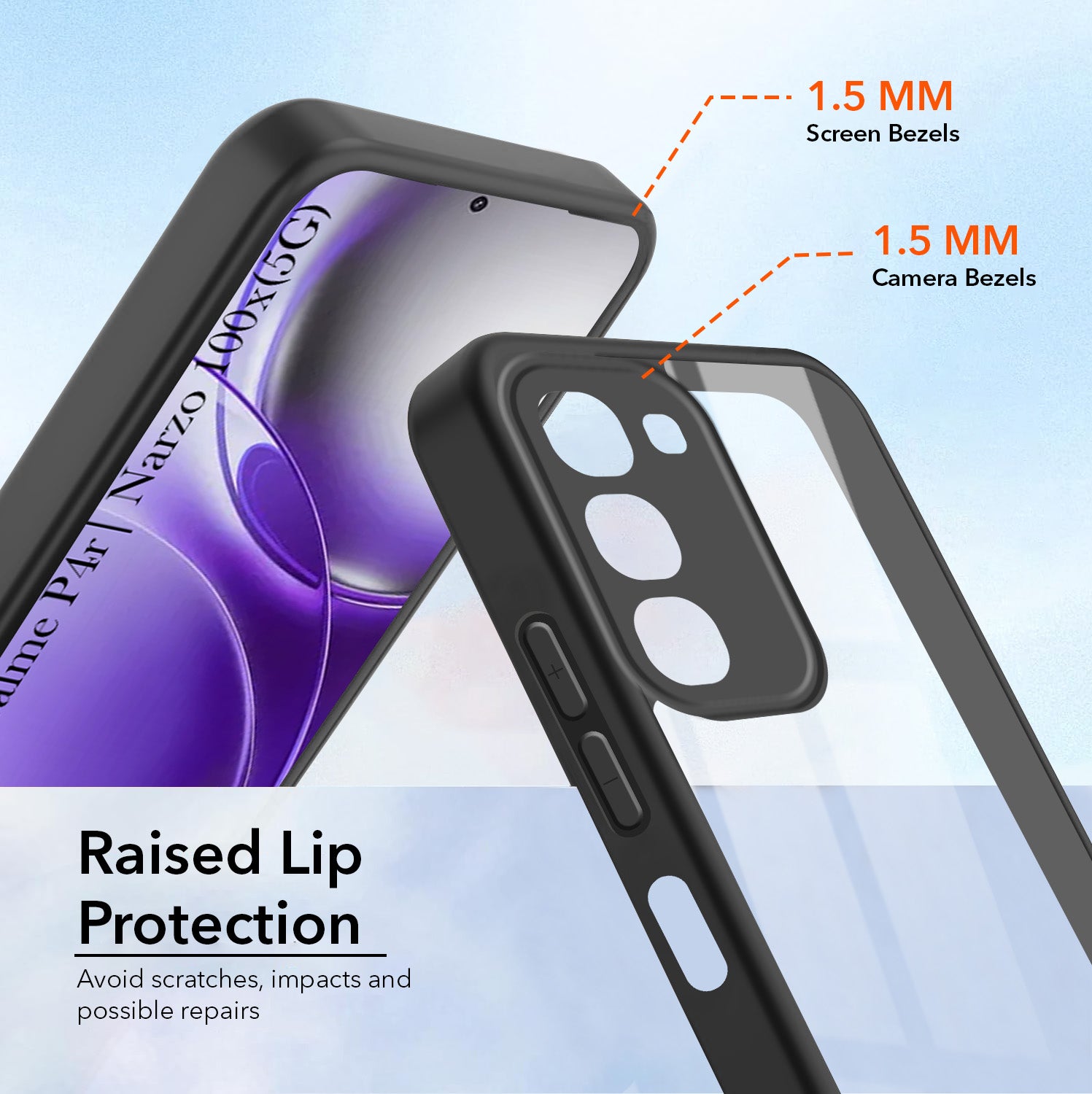 For Realme P4R 5G | Realme Narzo 100X 5G Combo with Back Cover and 9H Tempered Glass (Lifetime Anti-Yellow | Crystal Clear Shockproof | Oleophobic Coating Screen Glass)