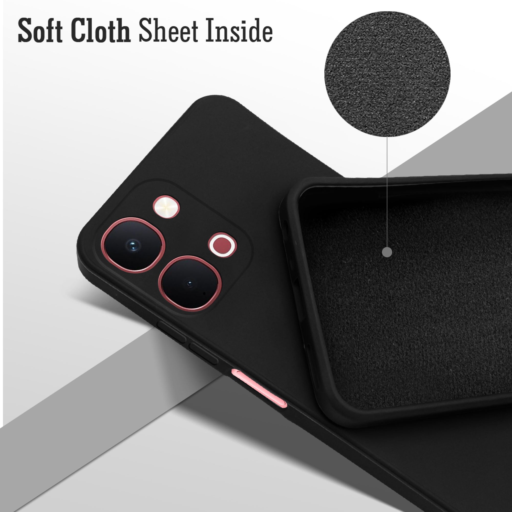 For Vivo Y51 Pro 5G | Vivo T5x Back Cover Case (Matte Finish Silicone with Inside Fiber cloth)