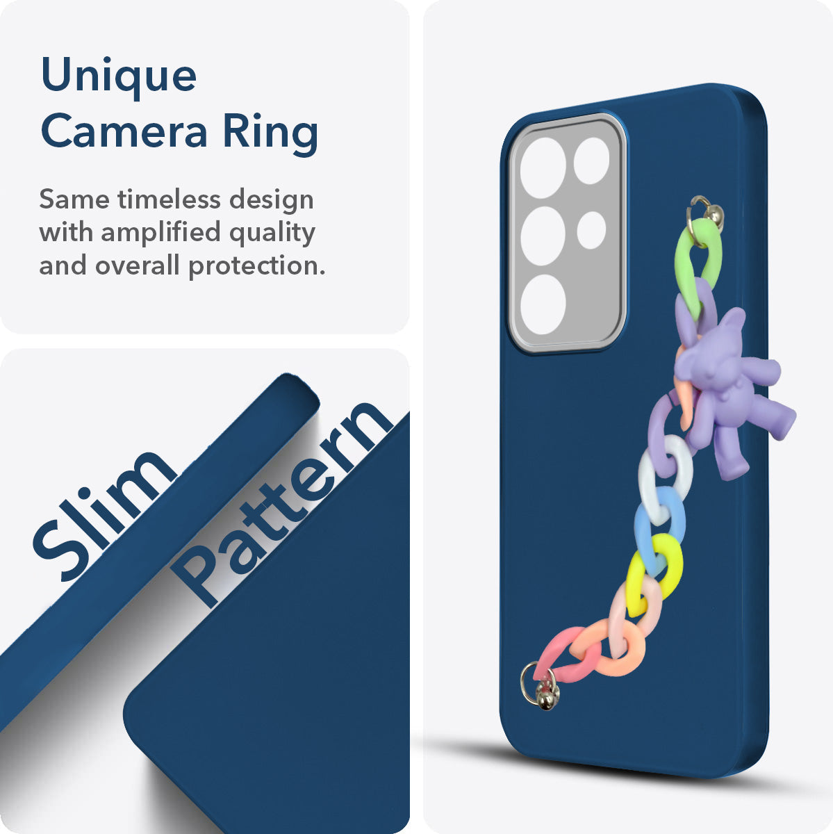 For Realme 15X Back Cover Case (Matte Finish |Wrist Hanging Chain | Teddy Bracelet Charms | Full Camera Protection)