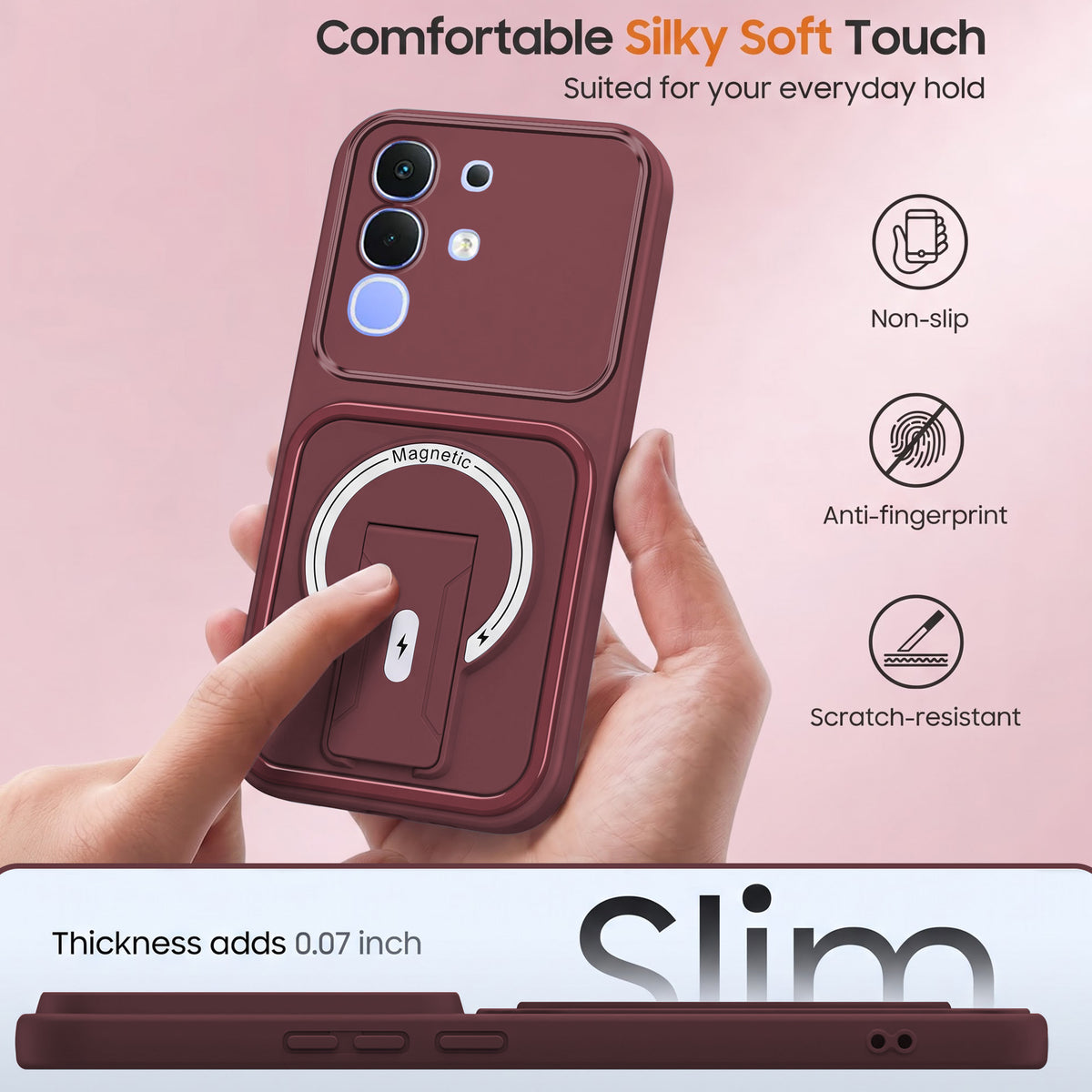 For Vivo iQOO Z10x Back Case Cover Metallic (Hybrid Armor Kickstand | MagSafe Compatible | Camera Protection Shockproof)