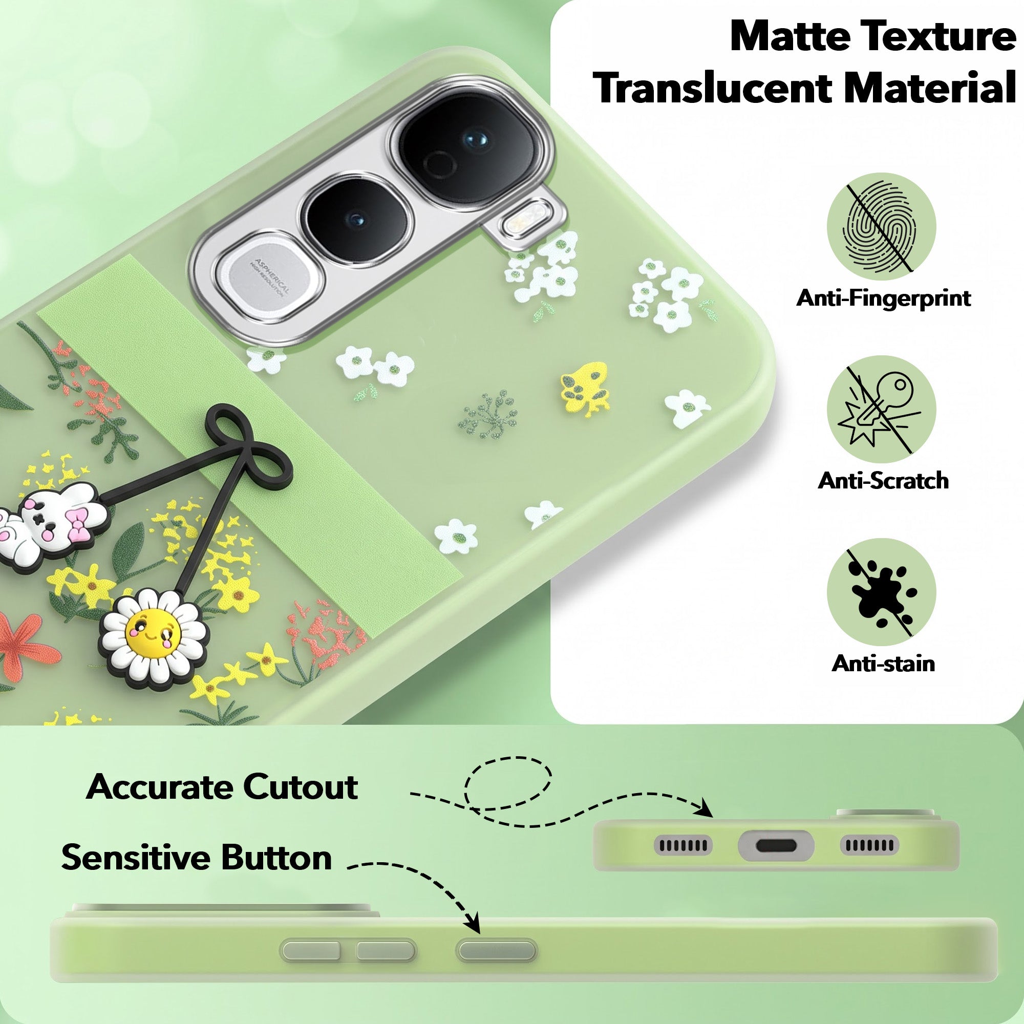 For Vivo Y400 Pro Back Cover Case (3D Cute Cartoons | Hard Back Side Soft | Matte Premium Finish | HD Printing)