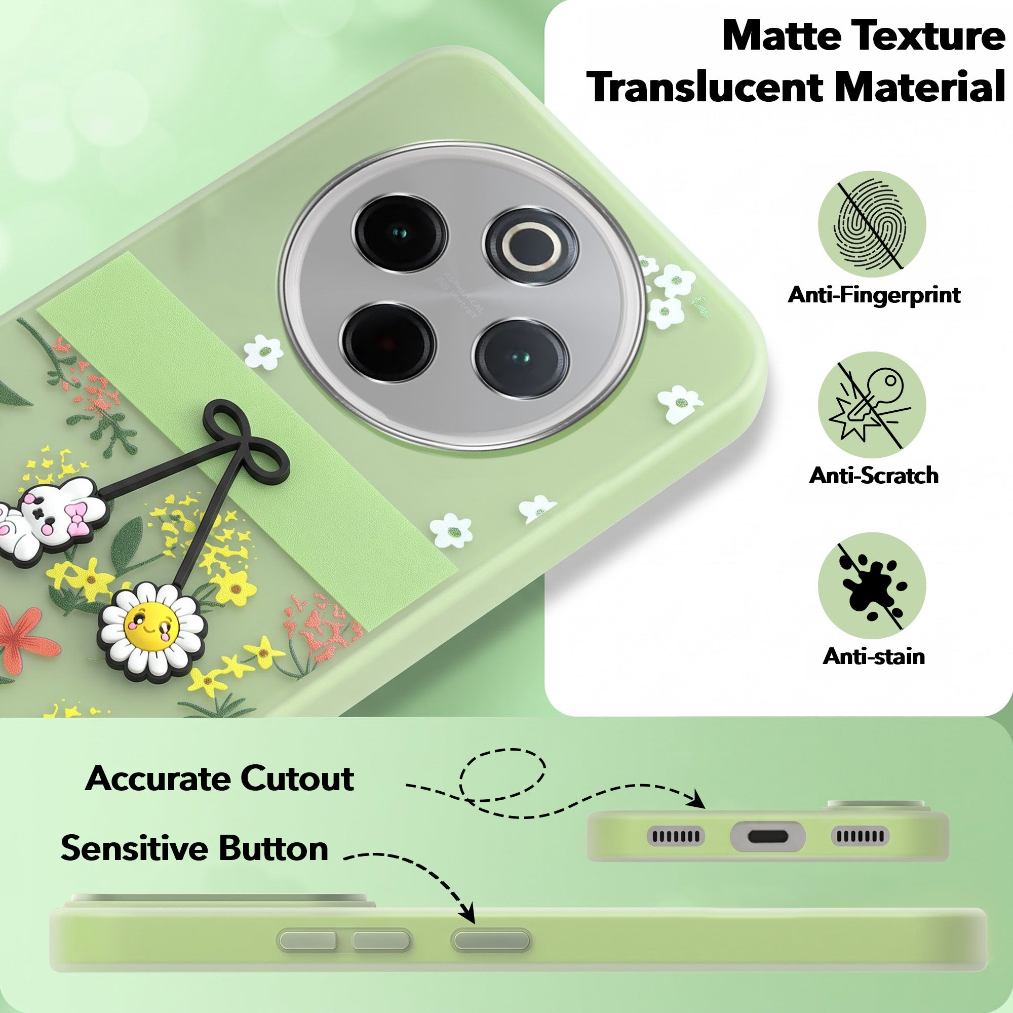 For Vivo T4  Back Cover Case (3D Cute Cartoons | Hard Back Side Soft | Matte Premium Finish | HD Printing)