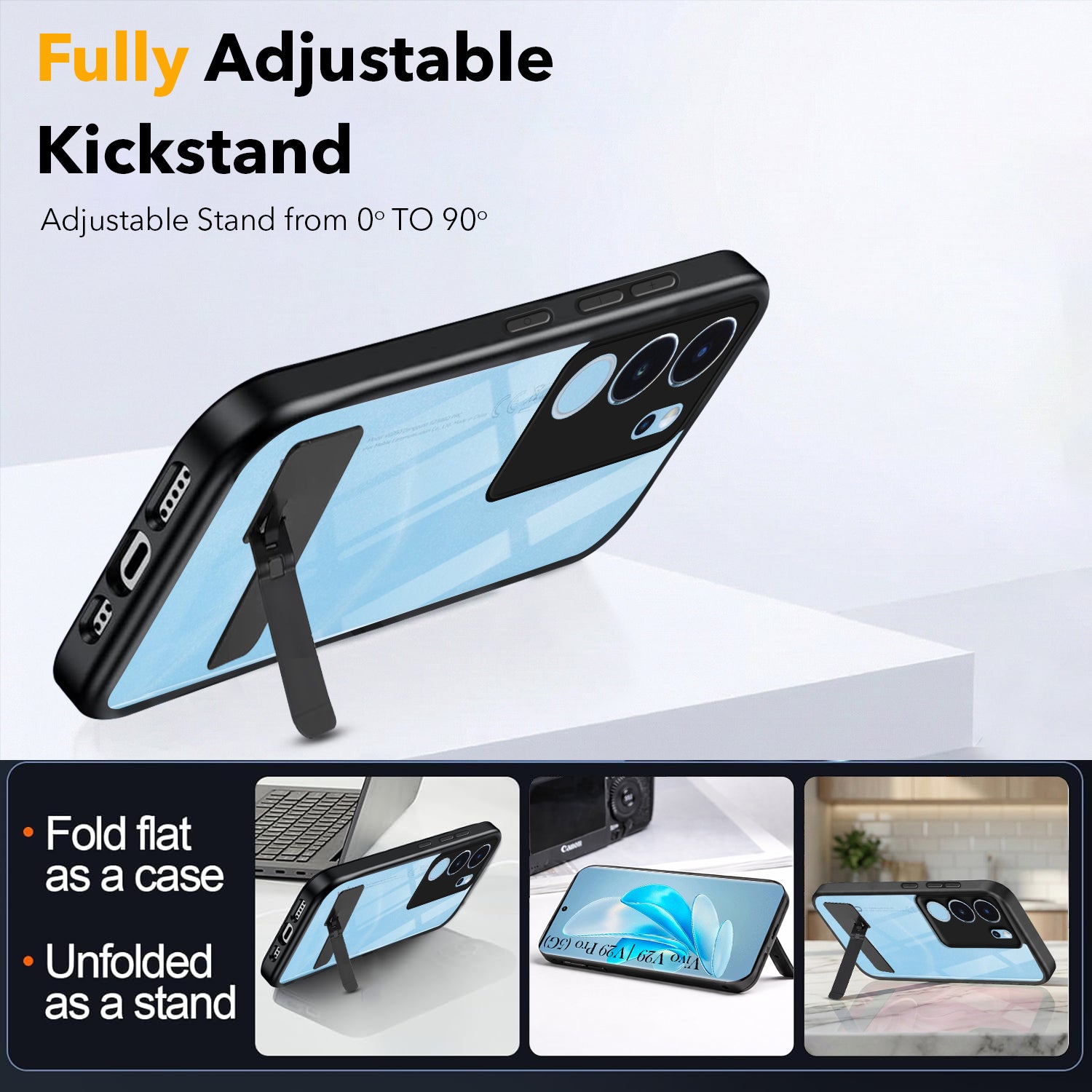 For Vivo V29 | Vivo V29 Pro 5G Back Cover Case (Built-in Stand | Lifetime Anti Yellow | Kickstand Shockproof | Camera Protection | MagSafe Compatible)