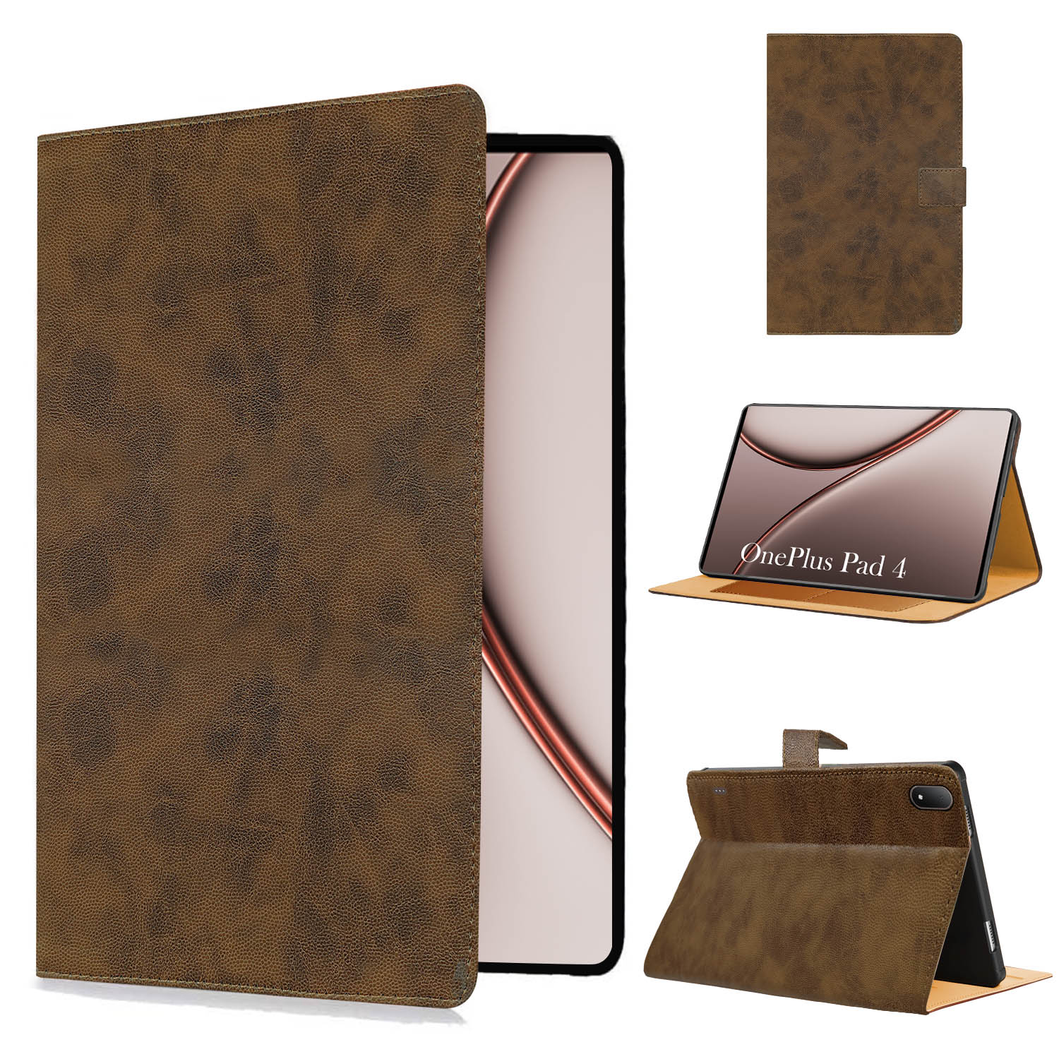 For OnePlus Pad 4 13.2 Inch OPD 2514 Flip Cover Folio Cover (PU Leather | Multi-Angle Smart Stand | Card Storage Slots | Silicone Back Pouch)
