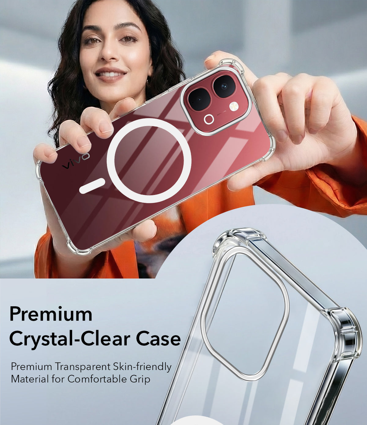 For Vivo Y31T 5G Back Cover Shockproof Crystal-Clear (Magsafe Wireless Support | Drop & Camera Protection | Hard Polycarbonate)