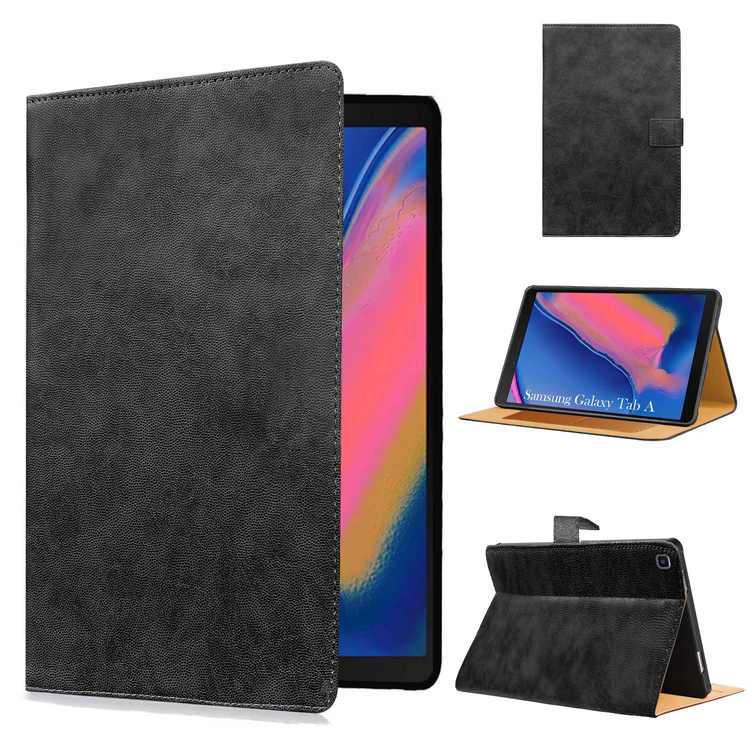 For Samsung Galaxy Tab A 8 Inch SM-T290/T295 Flip Case Cover Folio Cover(PU Matte Leather | Multi-Angle Smart Stand | Card Storage Slots | Silicone Back Pouch)