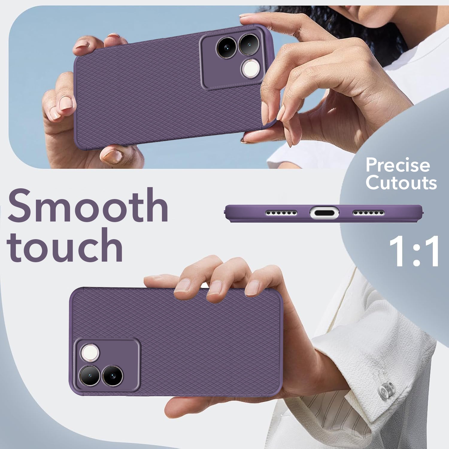 For Vivo iQOO Z7 Pro Back Cover Case (Liquid Silicone | Side Grip | Camera Protection)