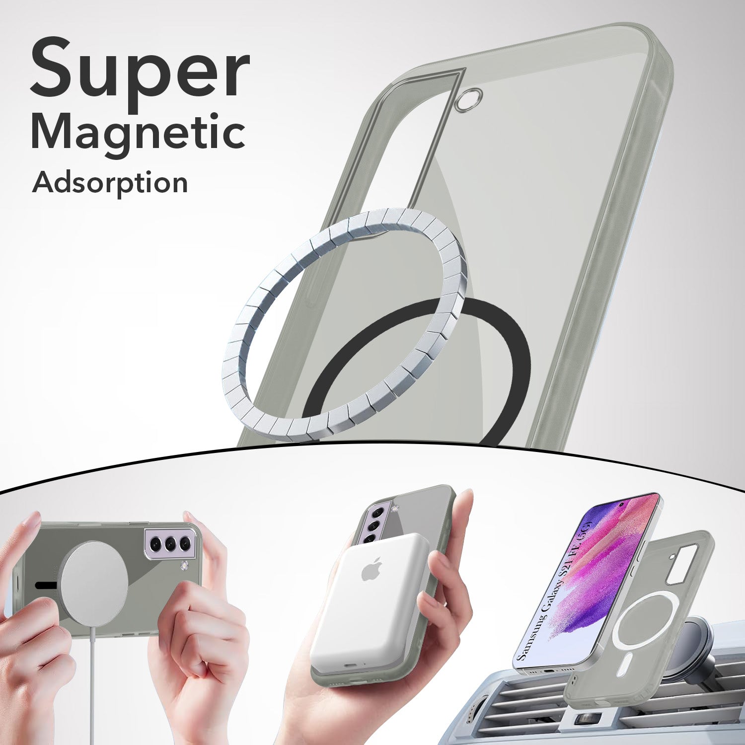 For Samsung Galaxy S21 FE Back Cover Case Lifetime Anti-Yellow MagSafe Compatible Clear 5G (Sleek Hard Crystal | Shockproof and Camera Protection)
