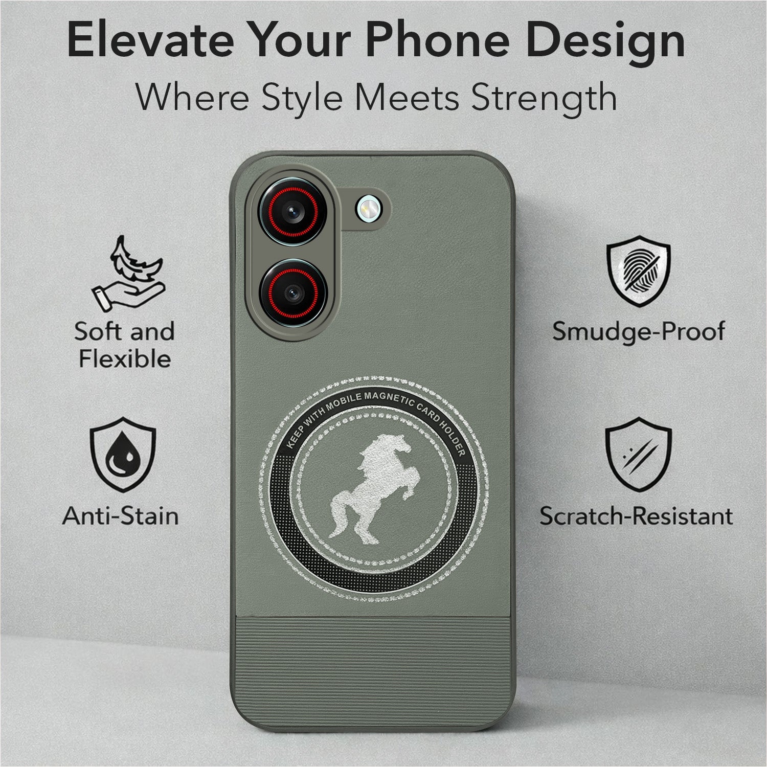 For Redmi Turbo 5 Back Cover Case PU Leather Finish (Professional Minimalist Texture | MagSafe Compatile | Camera Protection | Sleek Sober Formal)