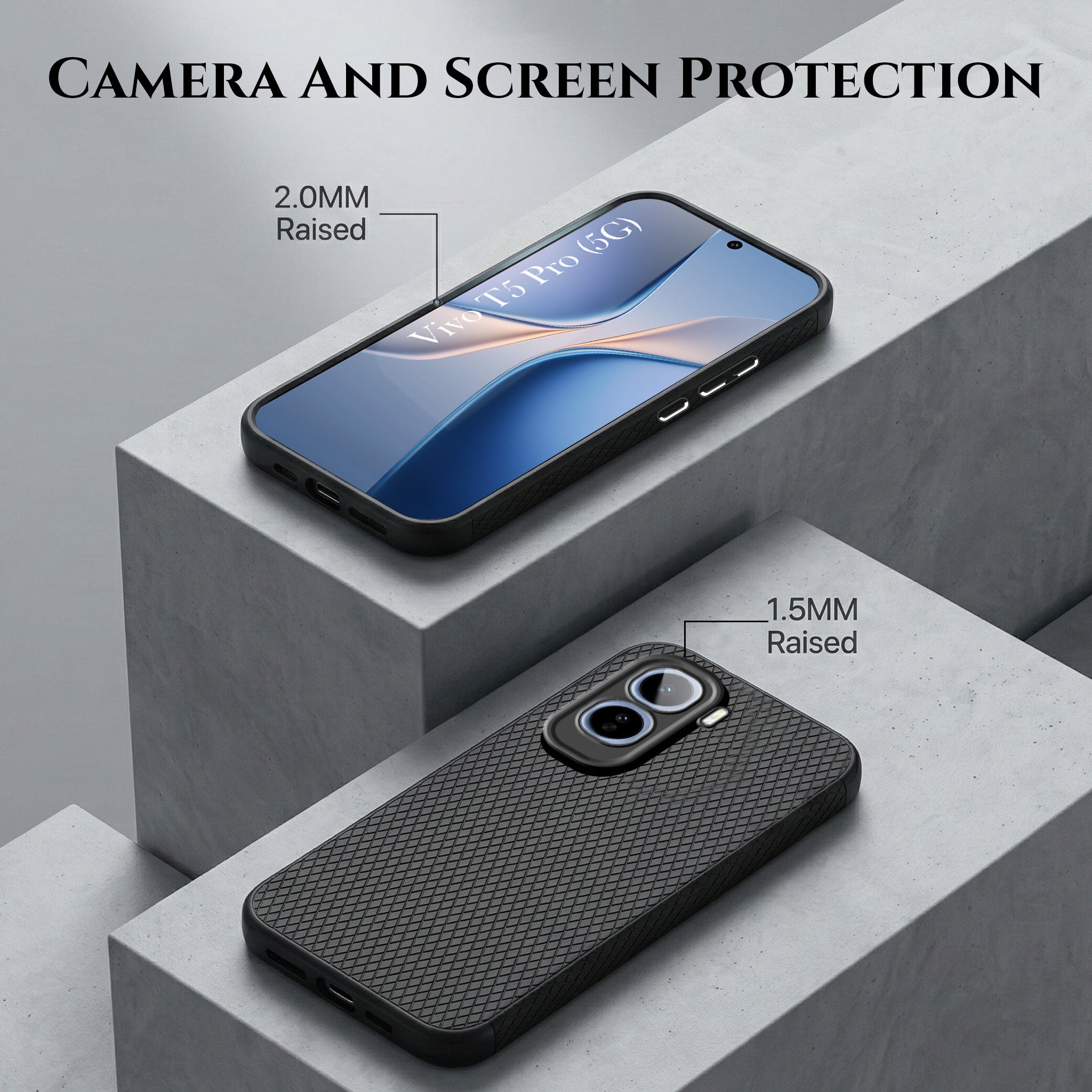 For Vivo T5 Pro 5G Combo with Back Cover and 9H Tempered Glass (Liquid Silicone | Camera Protection | Oleophobic Coating Screen Glass)