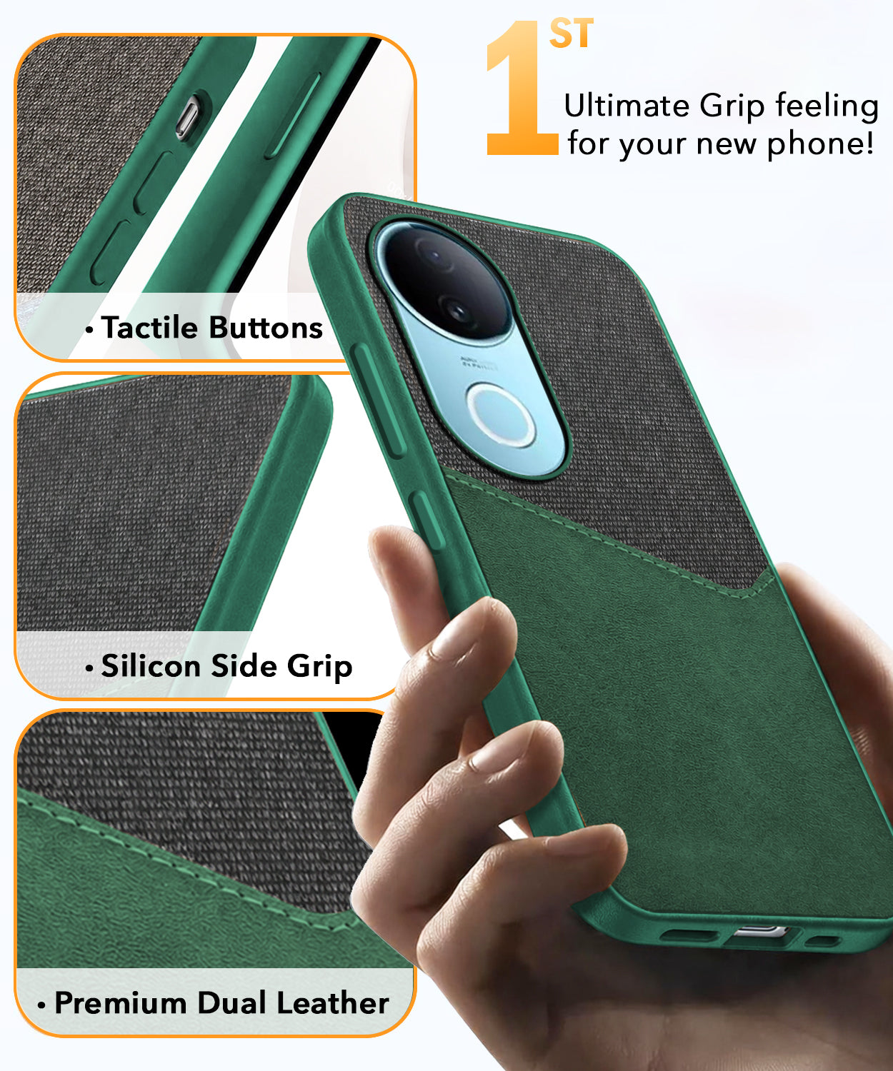 For Vivo iQOO Z10R Back Cover Case (Dual PU Leather Stitch | Professional Minimalist | Soft and Flexible)