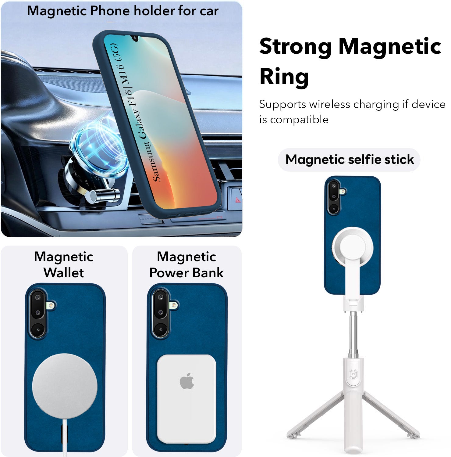 For Samsung Galaxy M16 5G | Samsung Galaxy F16 5G Back Cover Case Leather Finish (MagSafe Compatible Wireless Charging | Soft Touch | Camera Bump Protection)