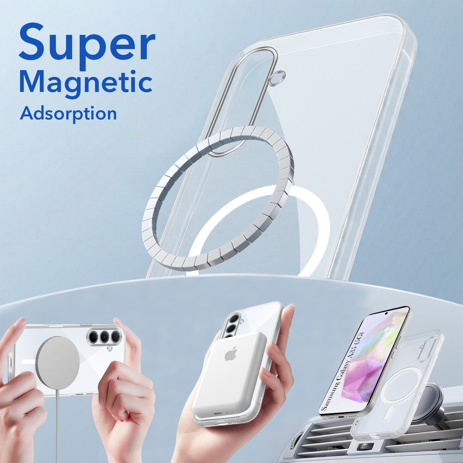 For Samsung Galaxy A35 5G Back Cover Case Lifetime Anti-Yellow MagSafe Compatible Clear (Sleek Hard Crystal | Shockproof and Camera Protection)