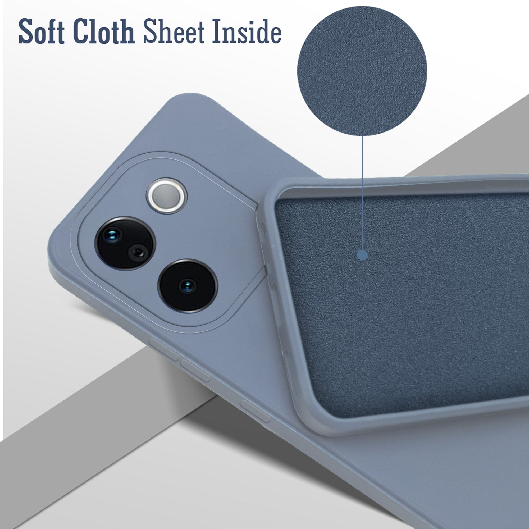 For Vivo iQOO Z9s Pro  Back Cover Case ( Matte Finish Silicone with Inside Fiber cloth)