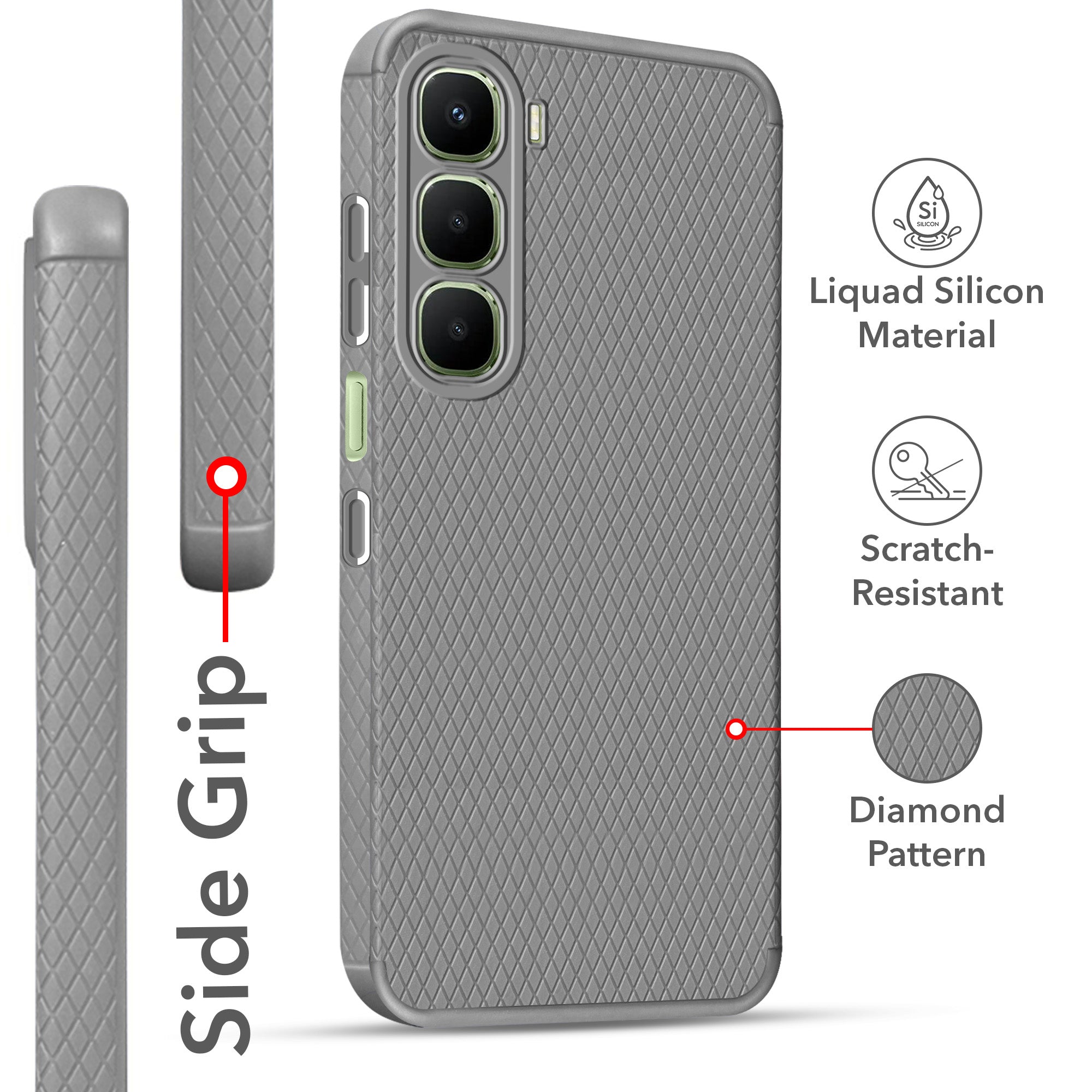 For Infinix Hot 60 5G Back Cover Case (Liquid Silicone | Side Grip | Camera Protection)