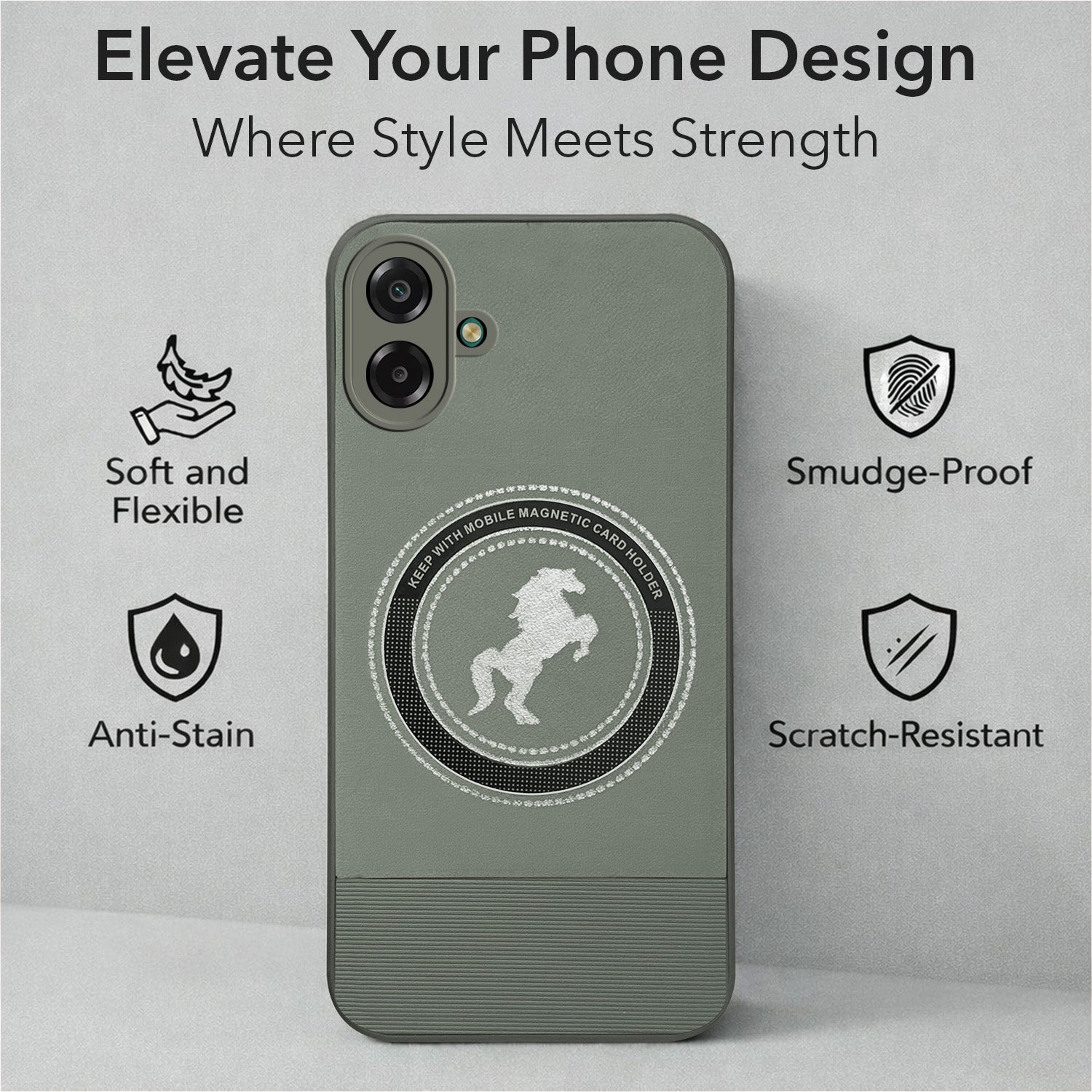 For Samsung Galaxy M07 | Samsung Galaxy F07 Back Cover Case PU Leather Finish  (Professional Minimalist Texture | MagSafe Compatile | Camera Protection | Sleek Sober Formal) (Copy)