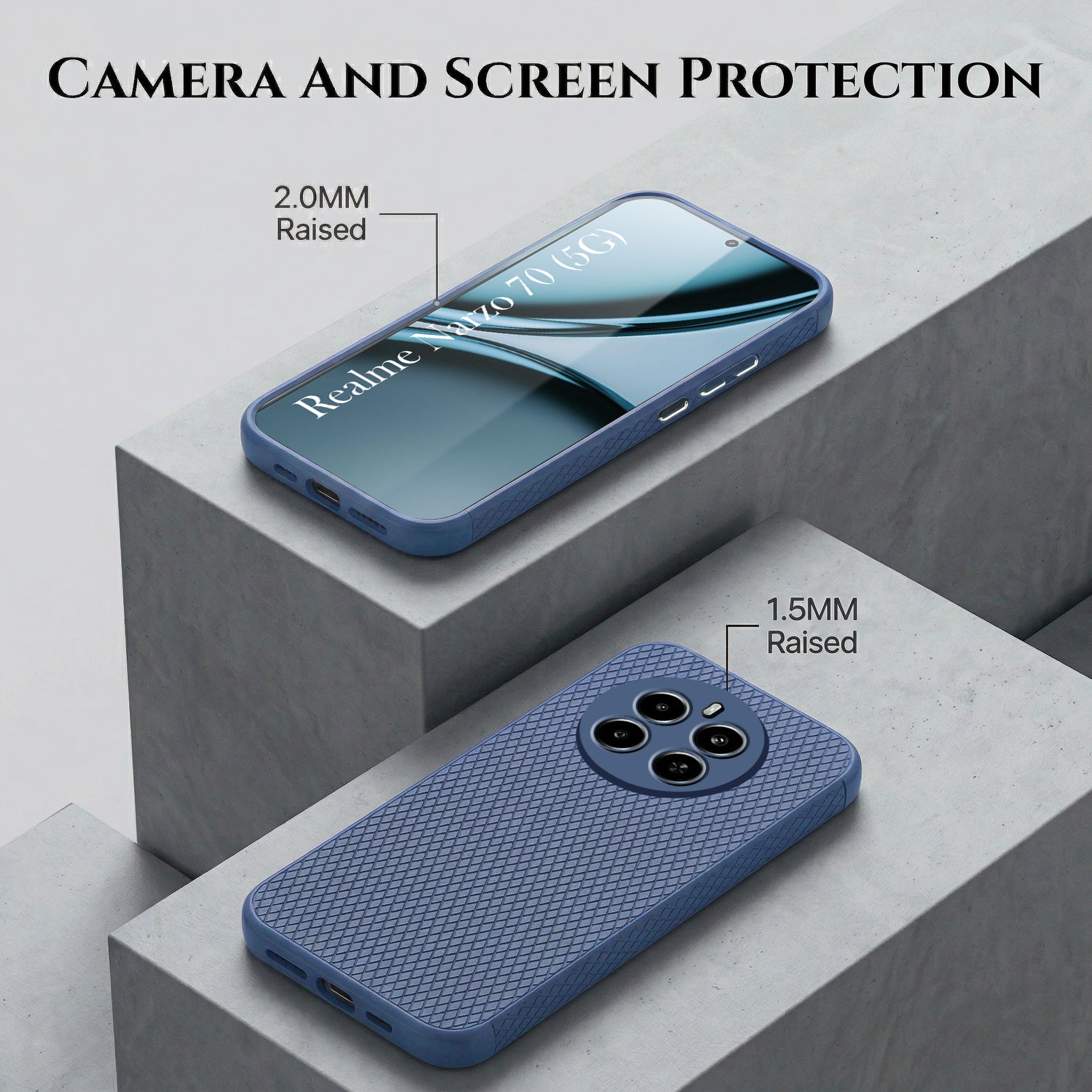 For Realme Narzo 70 5G Combo with Back Cover and 9H Tempered Glass (Liquid Silicone | Camera Protection | Oleophobic Coating Screen Glass)