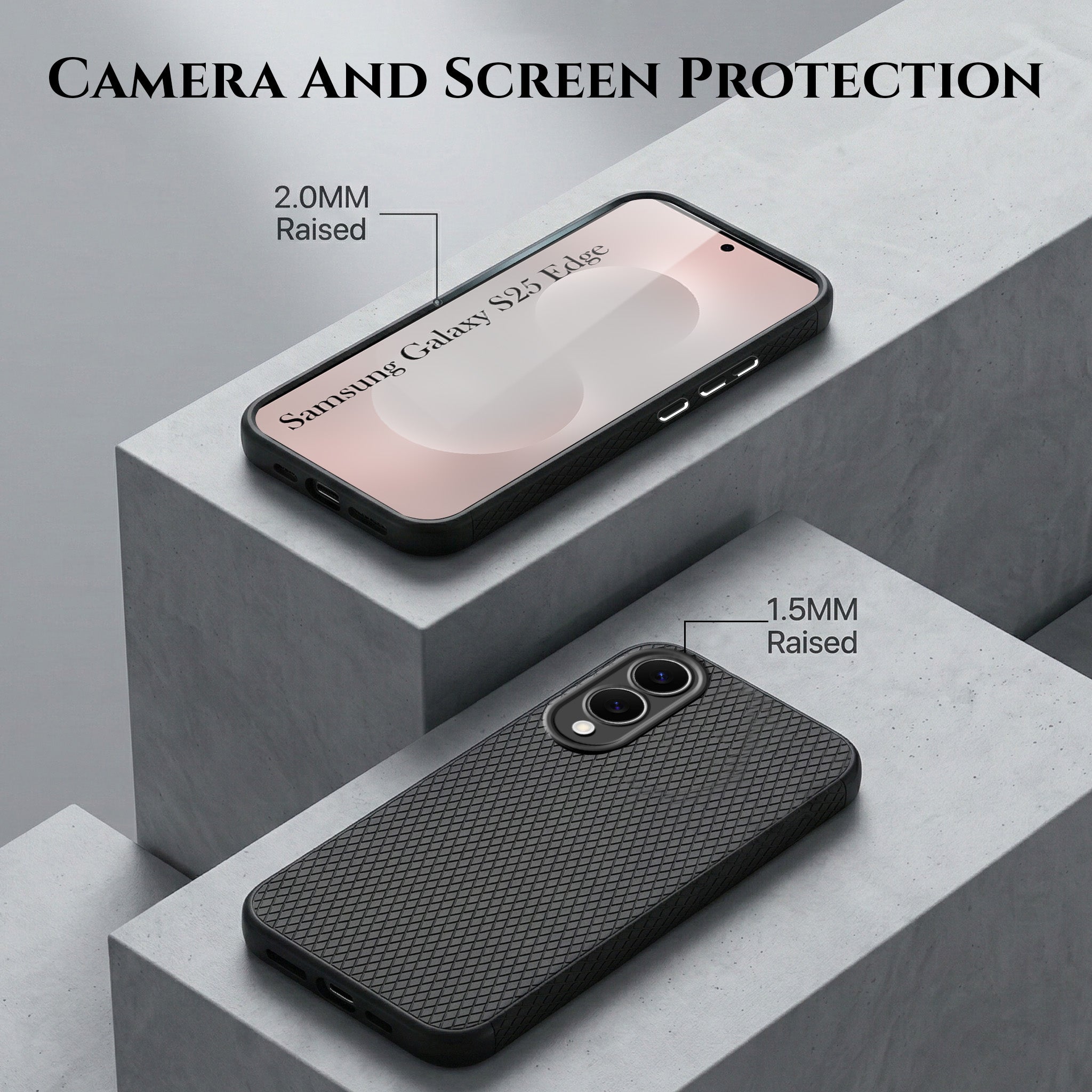 For Samsung Galaxy S25 Edge Combo with Back Cover and 9H Tempered Glass (Liquid Silicone | Camera Protection | Oleophobic Coating Screen Glass)