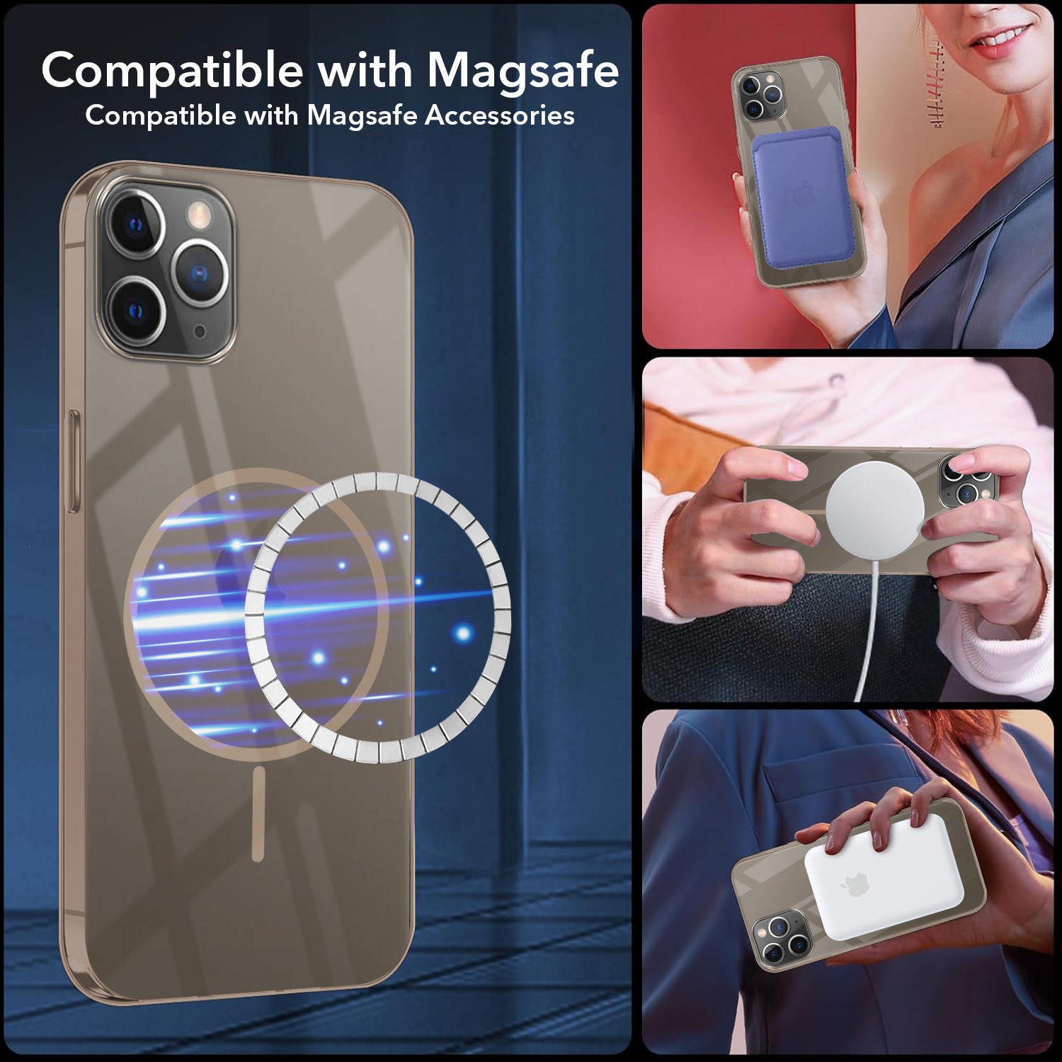 For Apple iPhone 11 Pro Max Back Cover Case Crystal Anti Yellow (MagSafe Wireless Charging Support |Camera Protection Bump)