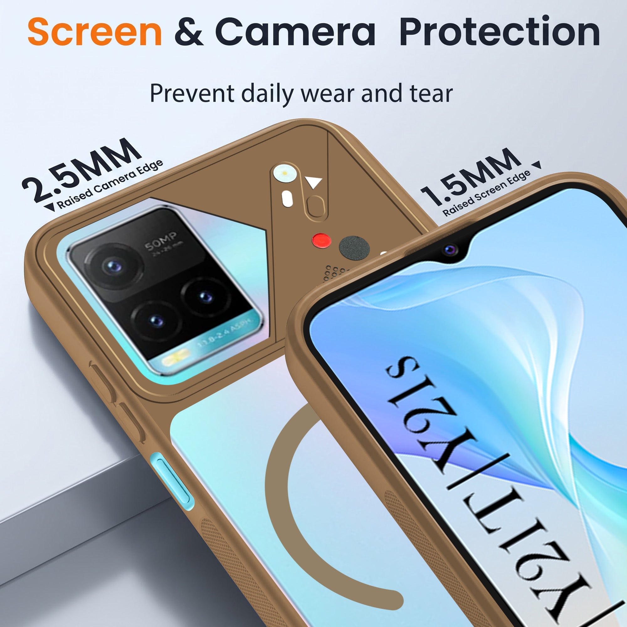 For Vivo Y33T | Vivo Y21T | Vivo Y21s Back Cover Case Lifetime Anti-Yellow Clear (Camera Protection | Side Grip | Wireless MagSafe Compatible)