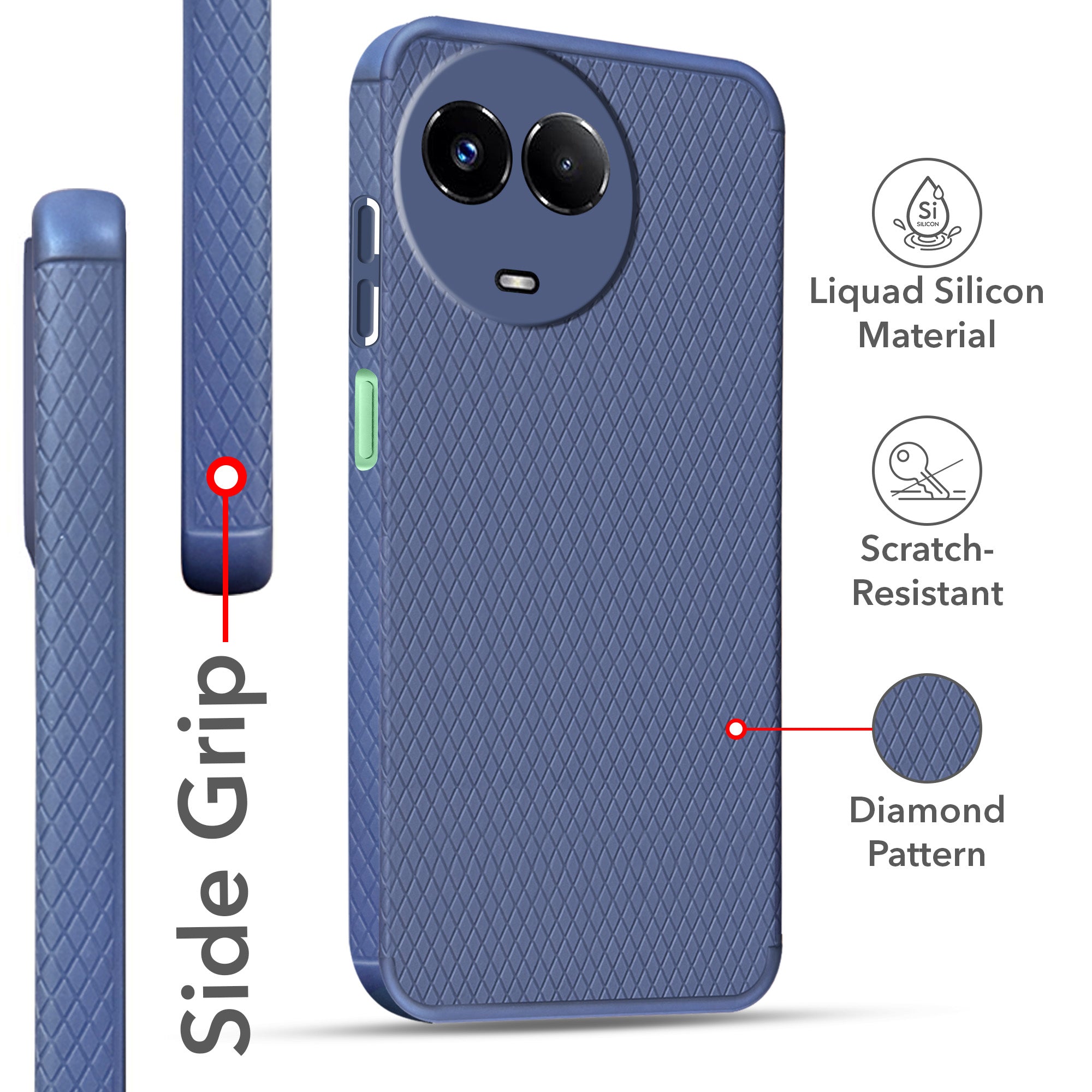 For Realme C67 Back Cover Case (Liquid Silicone | Side Grip | Camera Protection)