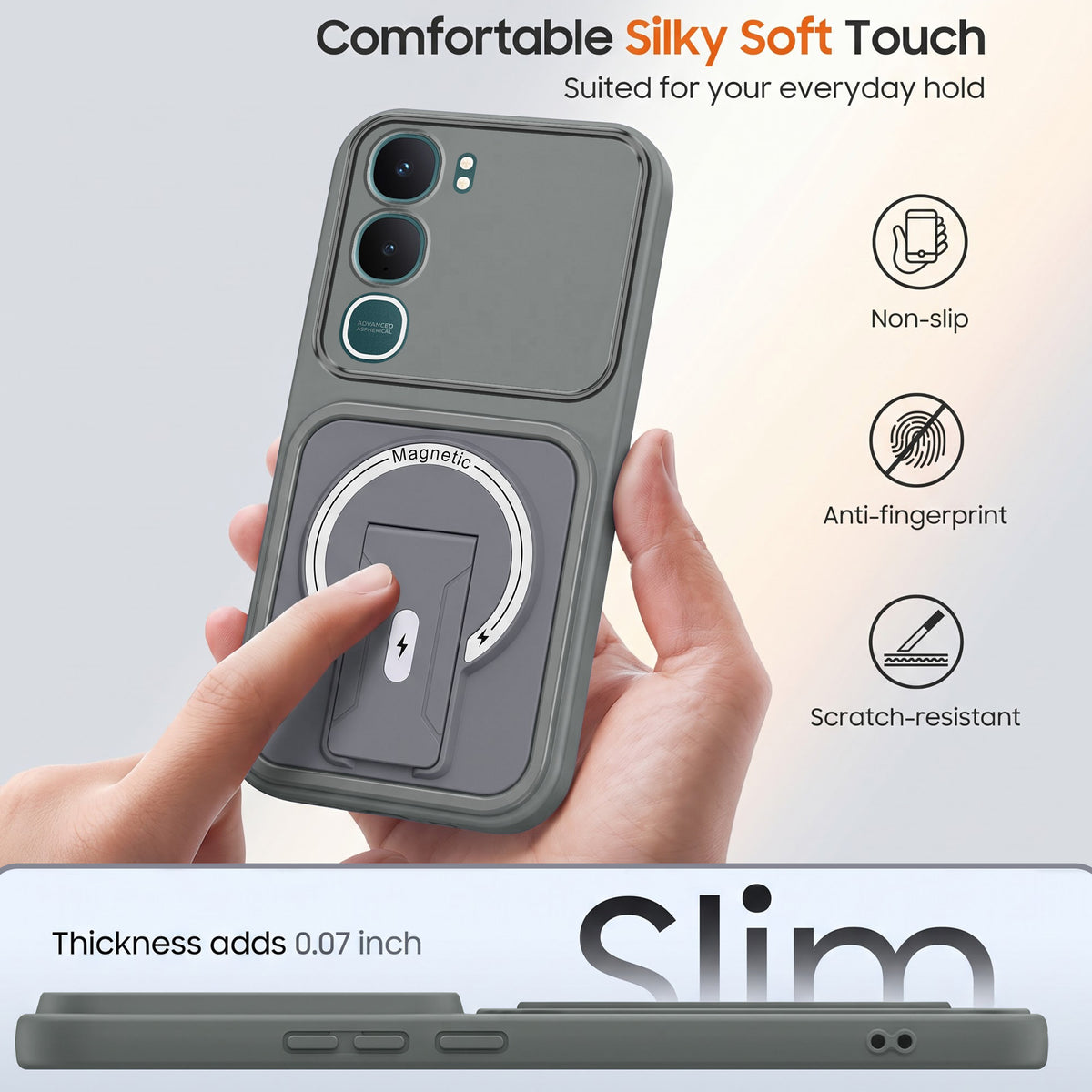 For Vivo Y31 5G Back Case Cover Metallic (Hybrid Armor Kickstand | MagSafe Compatible | Camera Protection Shockproof)