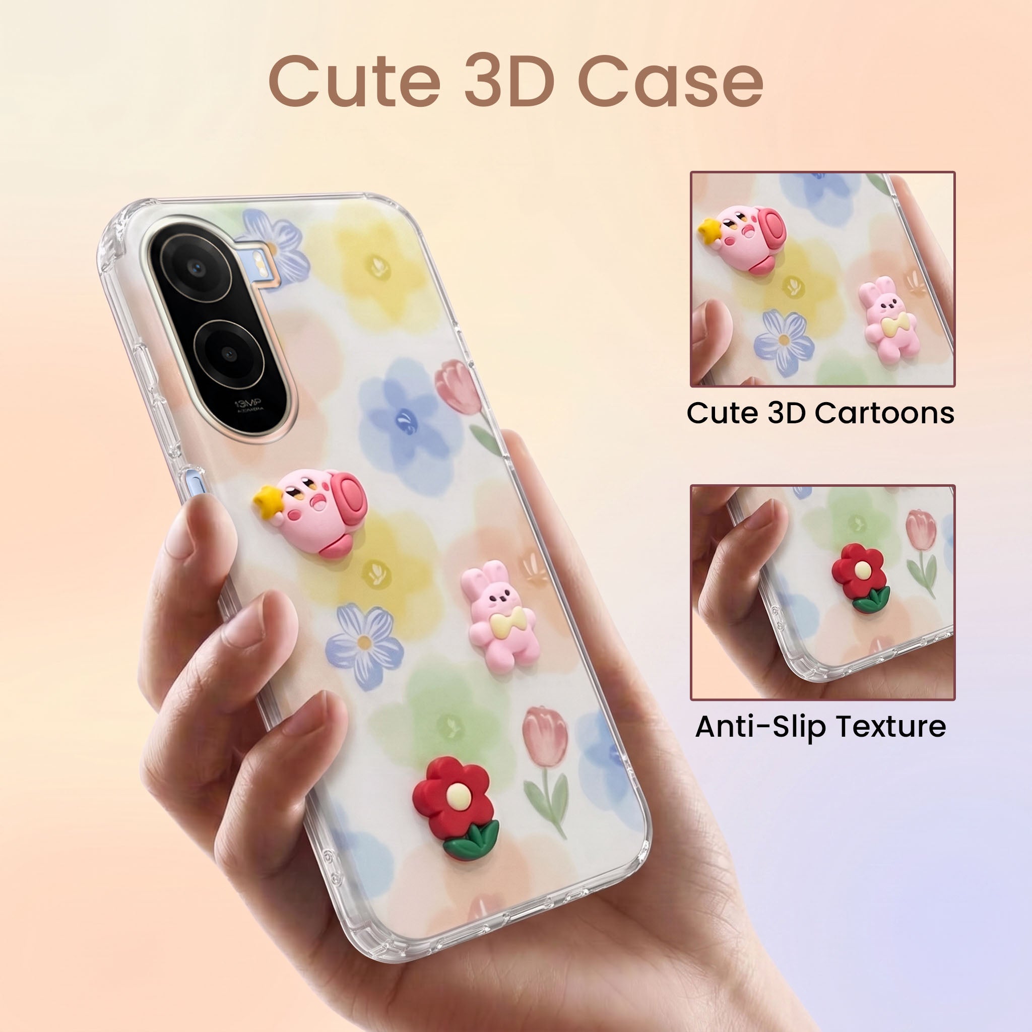 For Poco C85x 5G Back Cover Case (3D Cute Cartoons | Hard Back Side Soft | Matte Premium Finish | HD Printing)