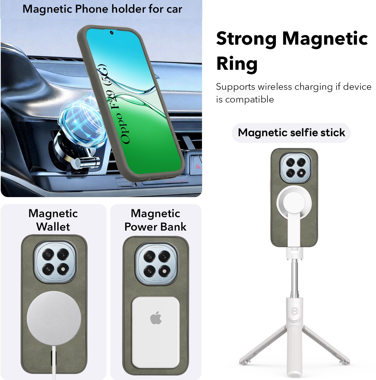 For Oppo F29 Back Cover Case Leather Finish (MagSafe Compatible Wireless Charging | Soft Touch | Camera Bump Protection)