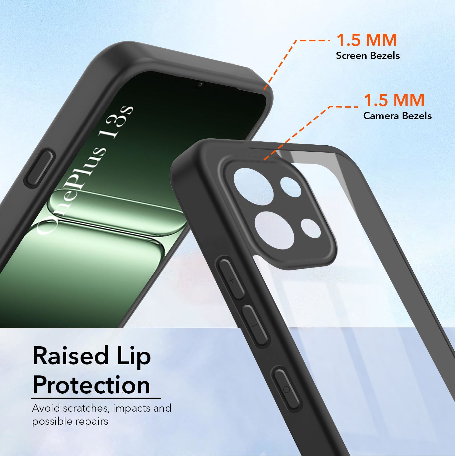 For OnePlus 13S Combo with Back Cover and 9H Tempered Glass (Lifetime Anti-Yellow | Crystal Clear Shockproof | Oleophobic Coating Screen Glass)