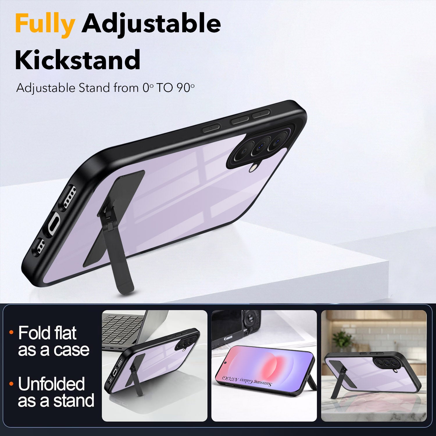 For Samsung Galaxy A37 5G Back Cover Case (Built-in Stand | Lifetime Anti Yellow | Kickstand Shockproof | Camera Protection | MagSafe Compatible)