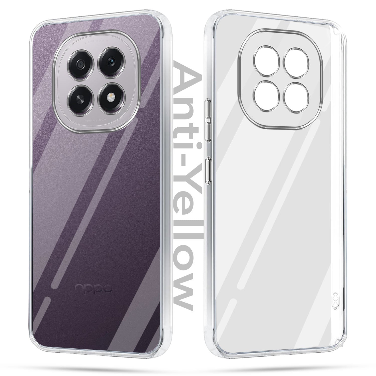 For Oppo F29 Combo with Back Cover and 9H Tempered Glass (Lifetime Anti-Yellow | Sleek Hard Crystal | Oleophobic Coating Screen Glass)