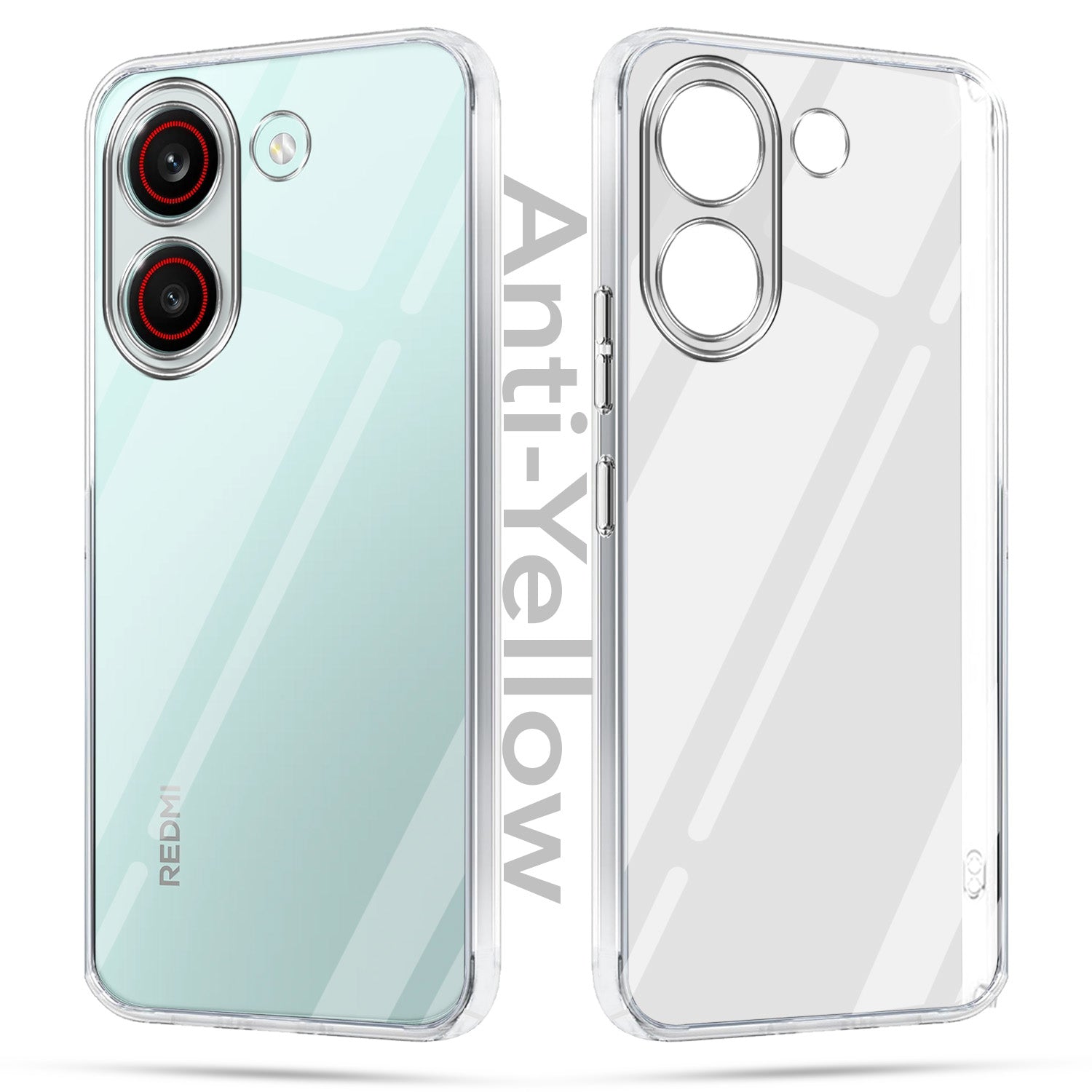 For Redmi Turbo 5 Combo with Back Cover and 9H Tempered Glass (Lifetime Anti-Yellow | Sleek Hard Crystal | Oleophobic Coating Screen Glass)