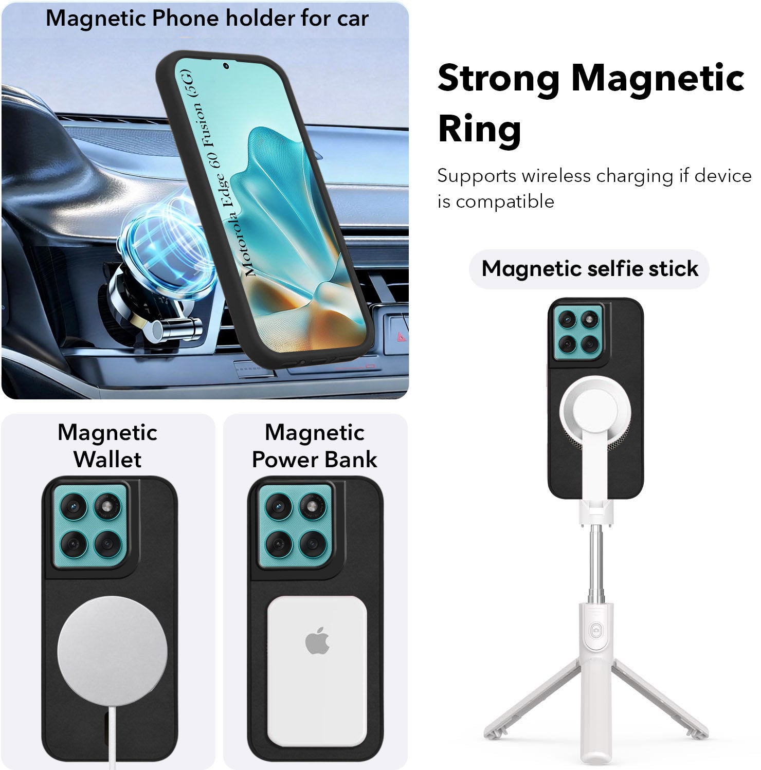 For Motorola Moto Edge 60 Fusion Back Cover Case Leather Finish (MagSafe Compatible Wireless Charging | Soft Touch | Camera Bump Protection)