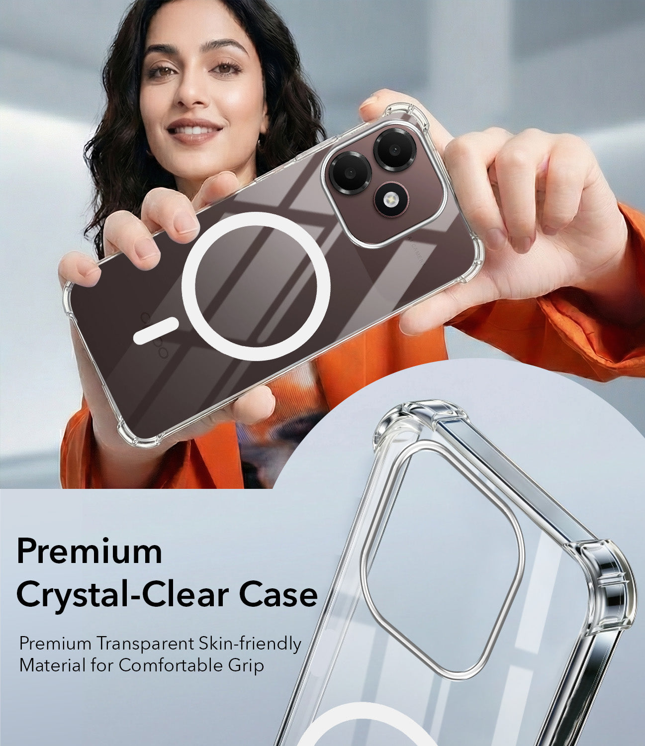For Oppo A6c 4G Back Cover Shockproof Crystal-Clear (Magsafe Wireless Support | Drop & Camera Protection | Hard Polycarbonate)