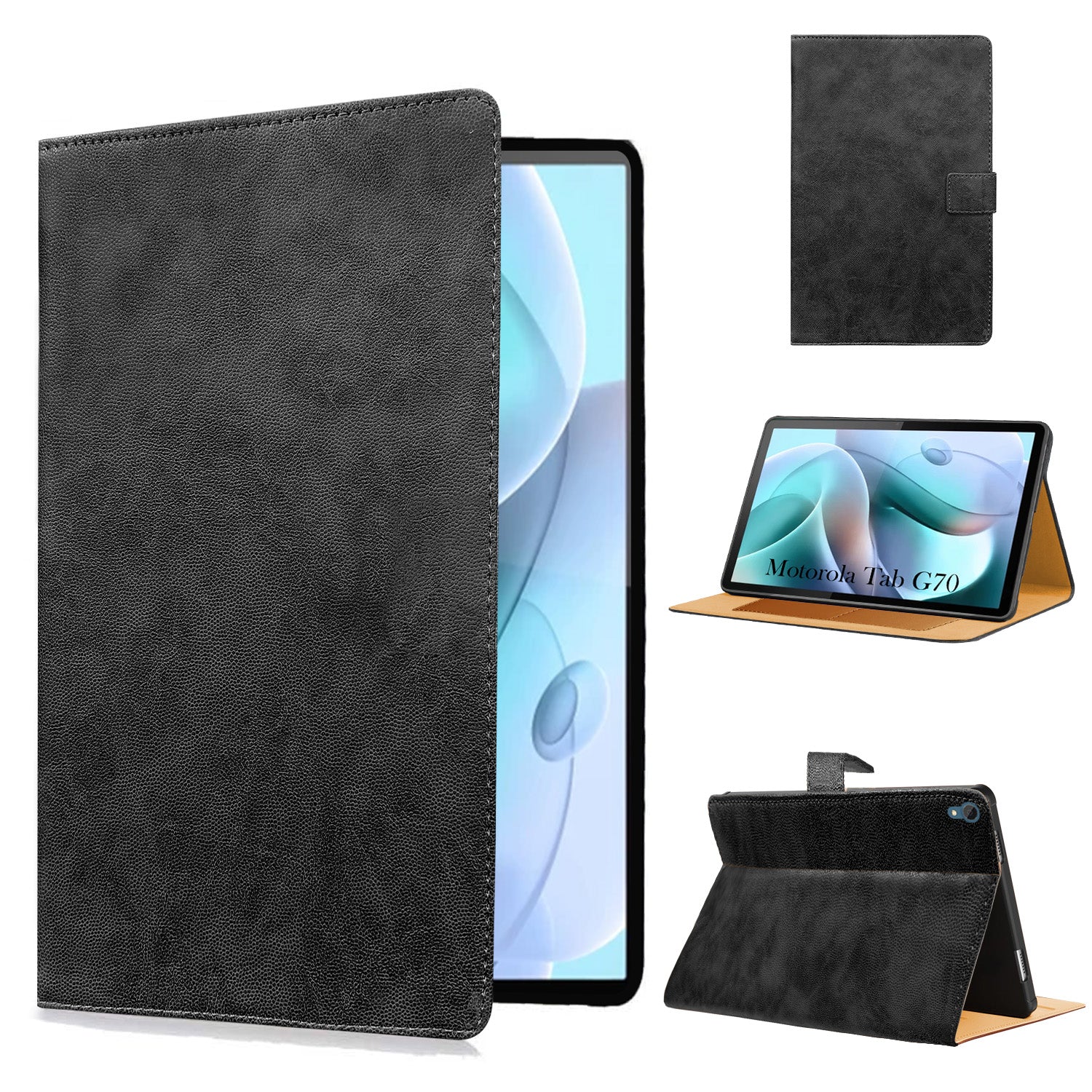 For Motorola Tab G70 11 Inch Flip Cover Folio Cover (PU Leather | Multi-Angle Smart Stand | Card Storage Slots | Silicone Back Pouch)