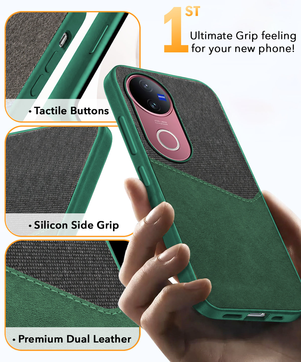 For Vivo V50 | Vivo V50e Back Cover Case (Dual PU Leather Stitch | Professional Minimalist | Soft and Flexible)