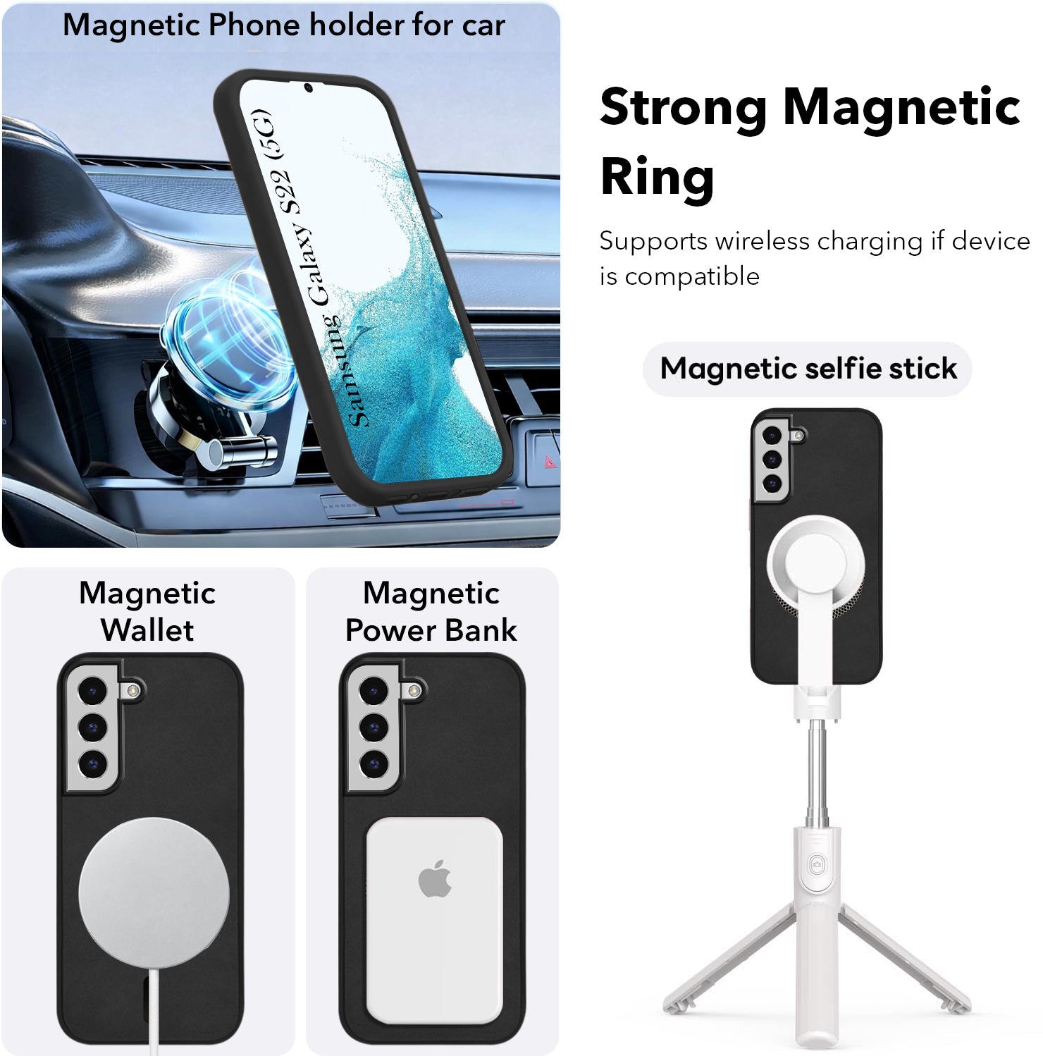 For Samsung Galaxy S22 Back Cover Case Leather Finish (MagSafe Compatible Wireless Charging | Soft Touch | Camera Bump Protection)