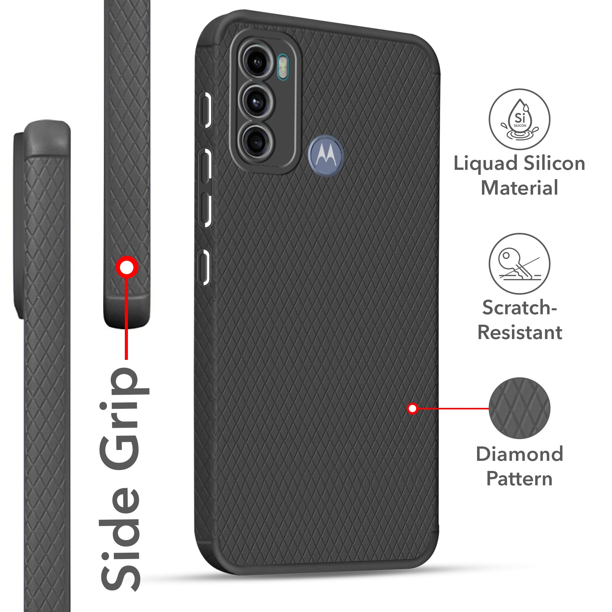 For Motorola Moto G40 Fusion | G60 Back Cover Case (Liquid Silicone | Side Grip | Camera Protection)