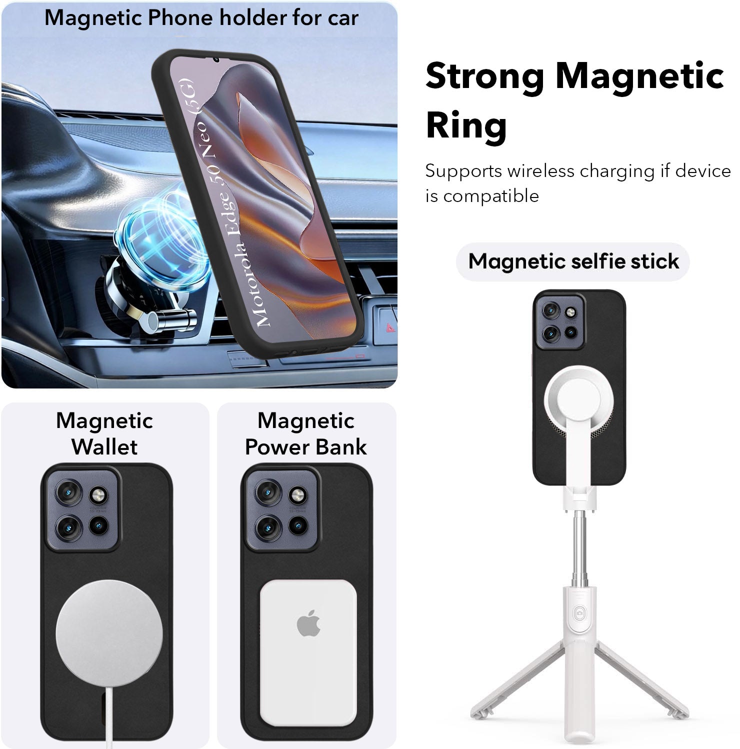 For Motorola Moto Edge 50 Neo Back Cover Case Leather Finish(MagSafe Compatible Wireless Charging | Soft Touch | Camera Bump Protection)