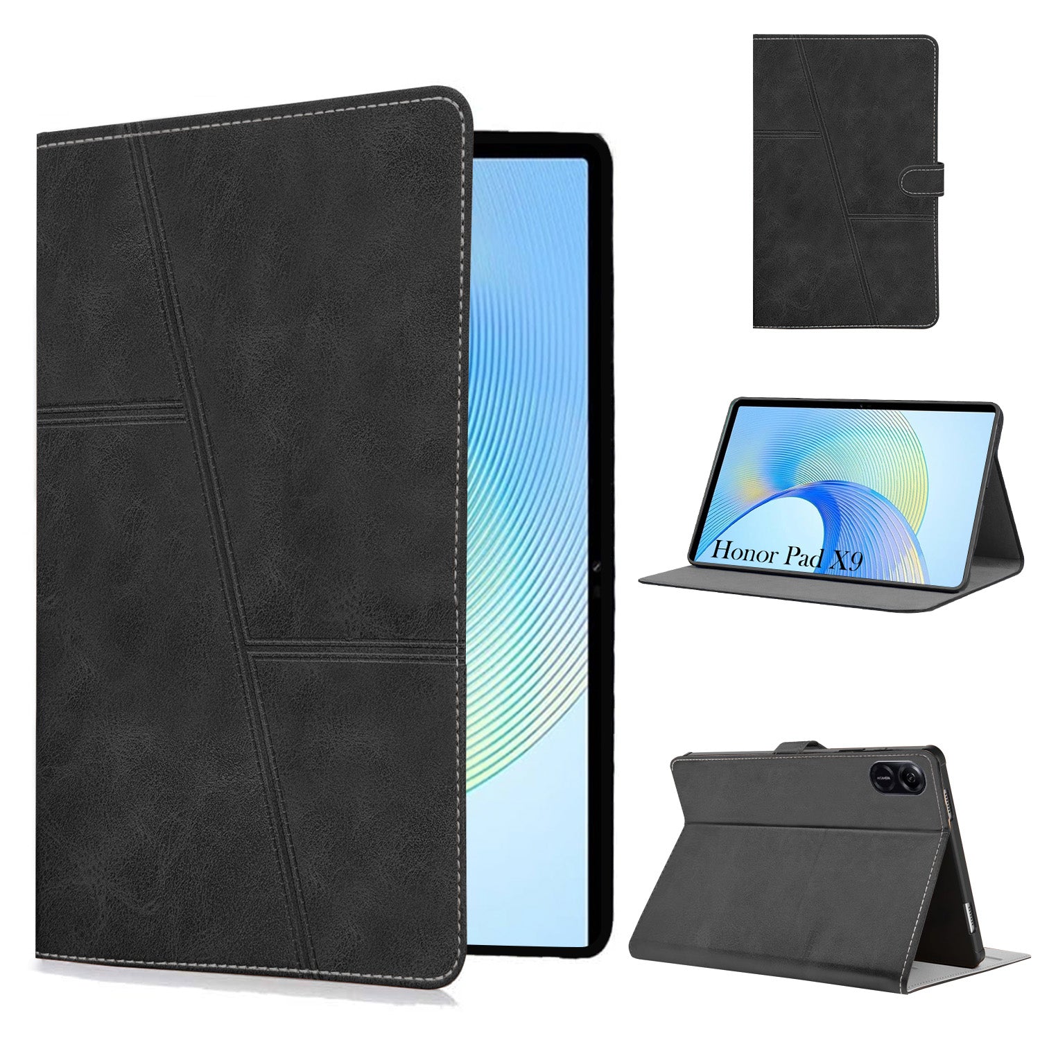 For Honor Pad X9 11.5 Inch Flip Cover Folio Case (PU Leather | Multi-Angle Smart Stand | Card Storage Slots | Silicone Back Pouch)